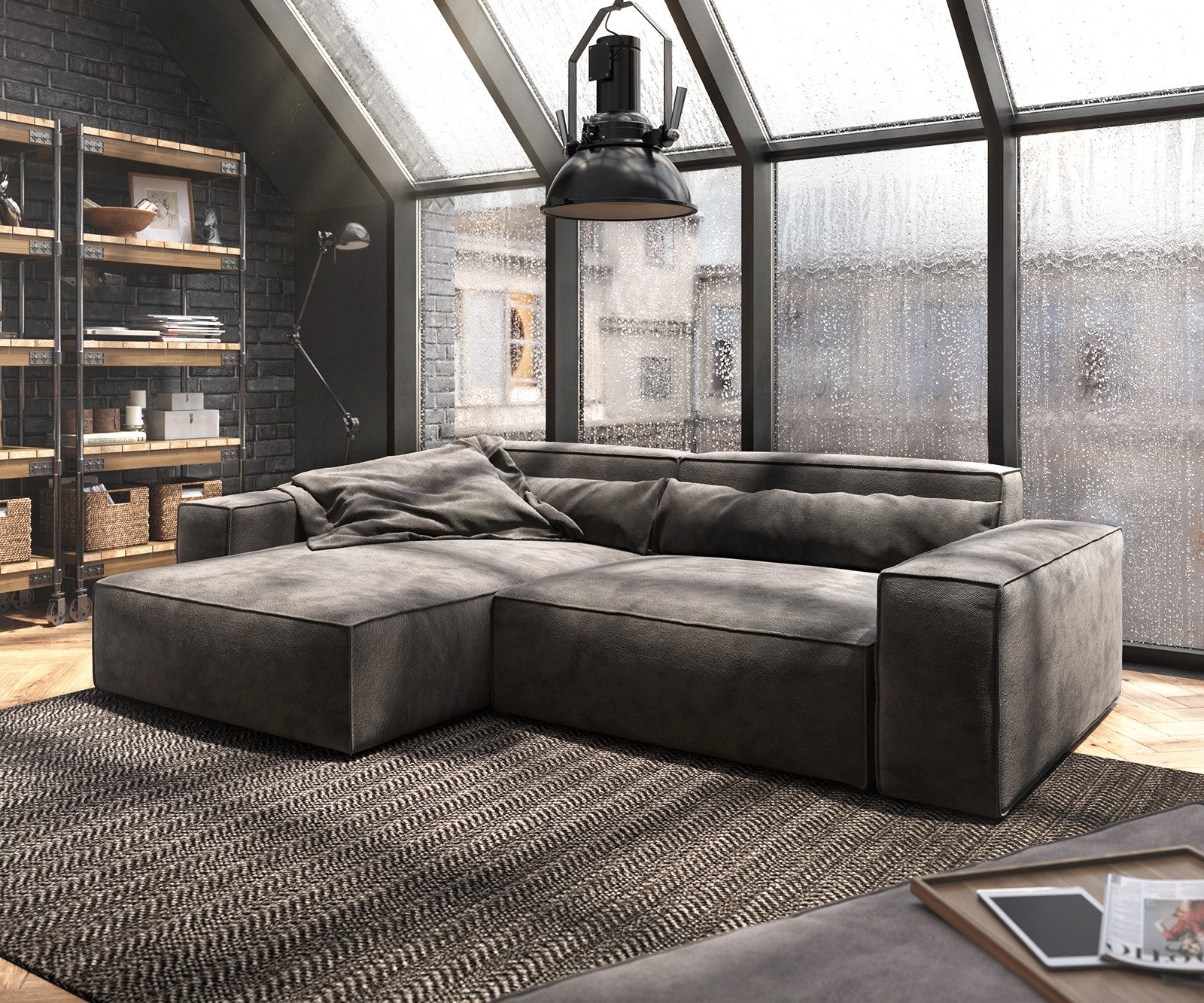 DELIFE Ecksofa Sirpio, XL Mikrofaser Khakibraun günstig online kaufen