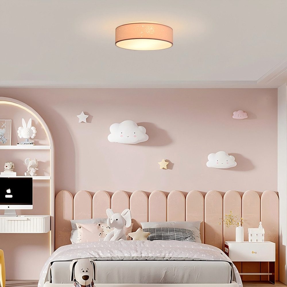 Zedelmaier Lampenschirm Deckenleuchte Deckenlampe Stoff mit Sterne Kinderzimmerlampe, ohne Leuchtmittel, für Kinderzimmer Schlafzimmer Wohnzimmer Flur
