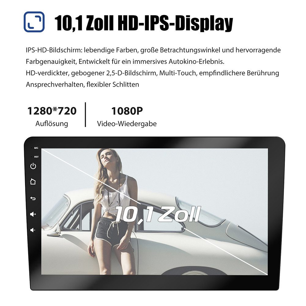 ESSGOO 9/10 Zoll Doppel 2 DIN Android 14 Wireless Carplay Android Auto Autoradio (DAB+ (optional), FM, RDS, 4+64GB(optional), FM RDS Bluetooth EQ USB GPS Navi W – Bild 4 von 5