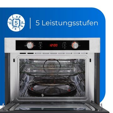 exquisit Einbau-Mikrowelle EBM 4544 Hi, Mikrowelle mit Backofenfunktionen, Heißluft, Grill, Kombi-Funktionen, 44,00 l, mit Auftaufunktion, digitaler 90 min. Timer & Touch-Control