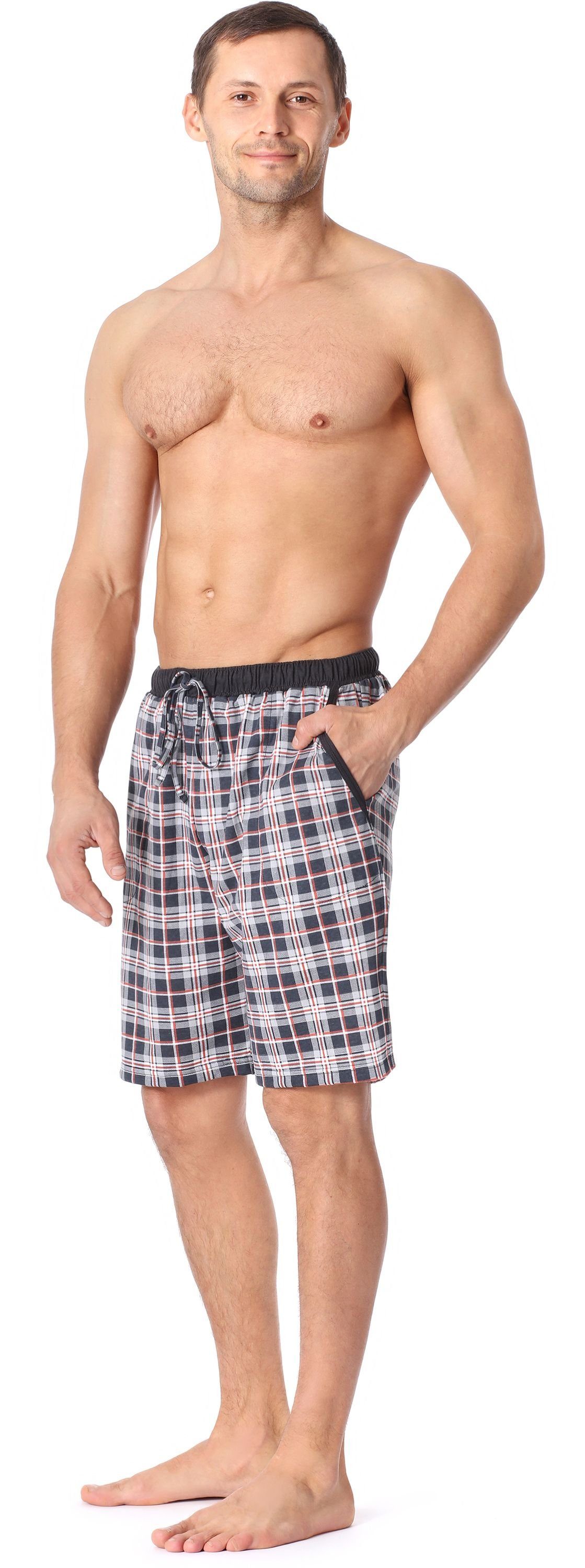 Timone Herren elastischer Karierrt6 (9632101) Schlafanzughose Pyjamashorts (1-tlg) Bund Kurz TI30-114