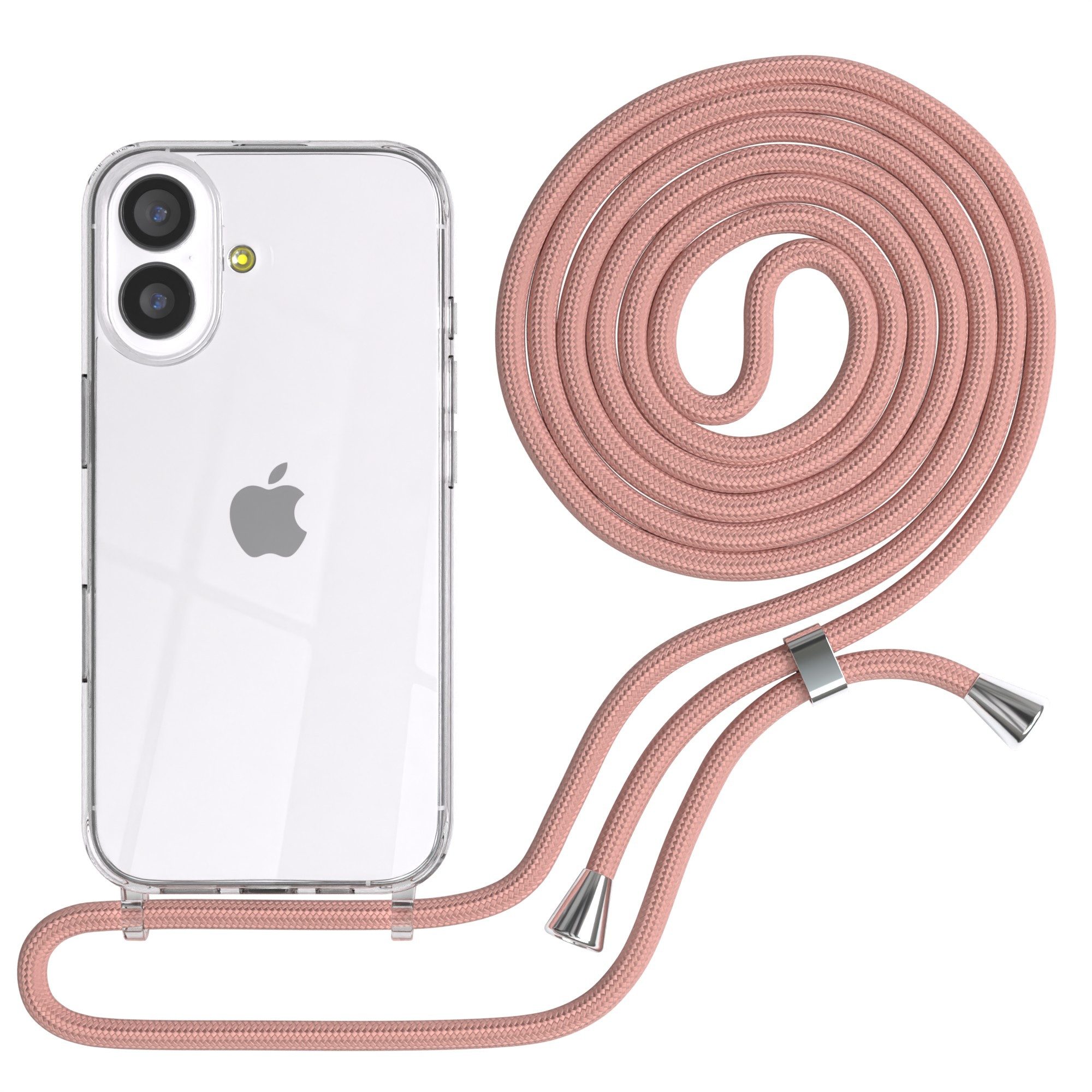 EAZY CASE Handykette Hülle mit Kette für Apple iPhone 17 6,3 Zoll, Ketten Hülle Schultergurt Schutzhülle Tasche mit Band Altrosa Unifarbe