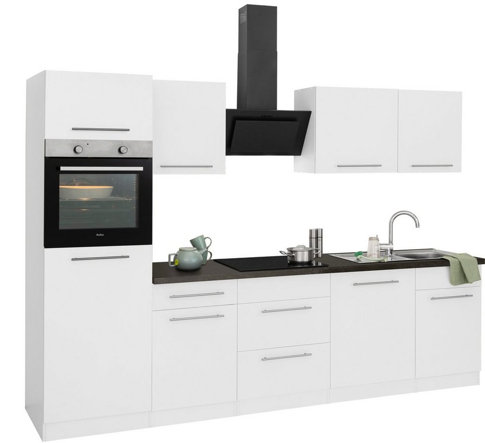 wiho Küchen Küchenzeile Unna, mit E-Geräten, Breite 280 cm, Mit 38 mm  starker Arbeitsplatte