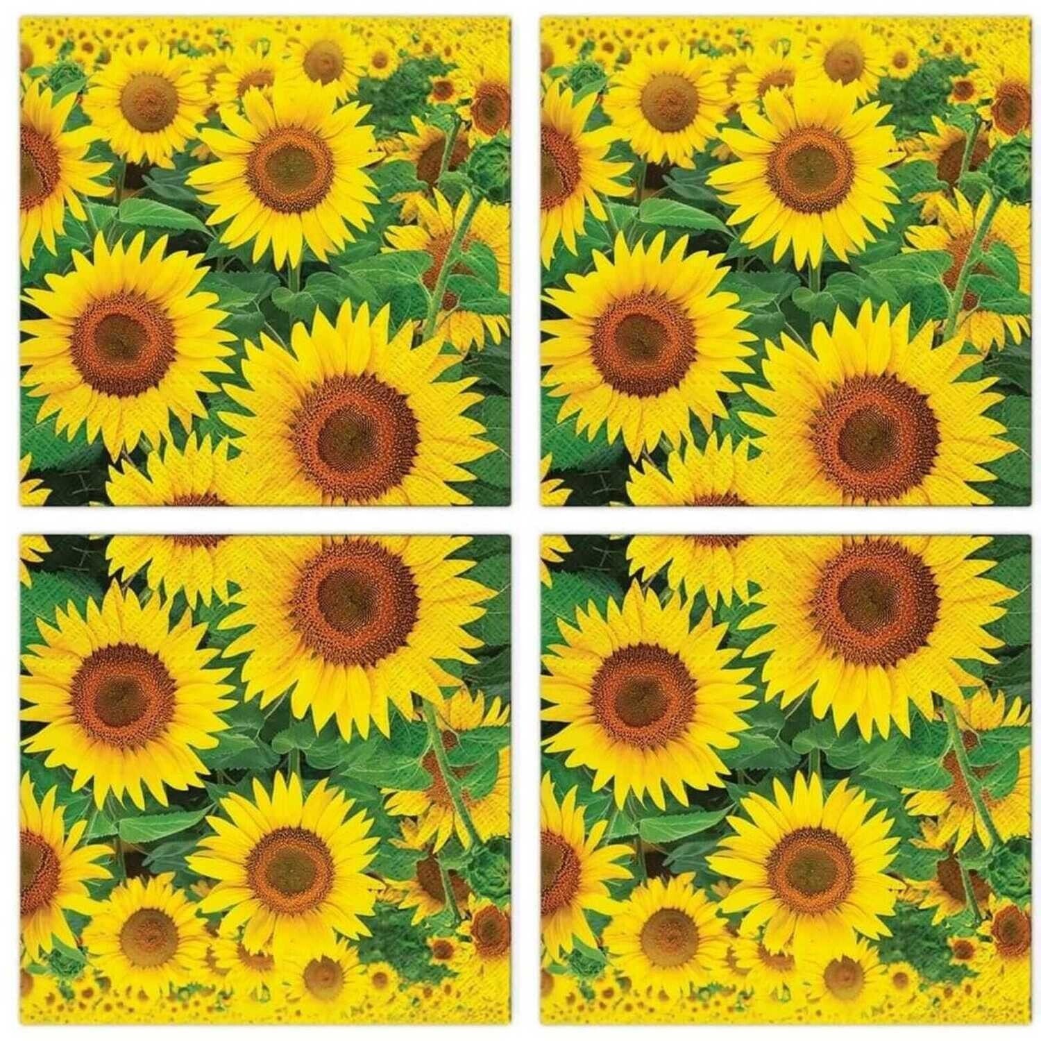 Tete a Tete Papierserviette 20 Stück 3-lagig, ca 33x33 cm, Sonnenblumenfeld, Sunflowers Field