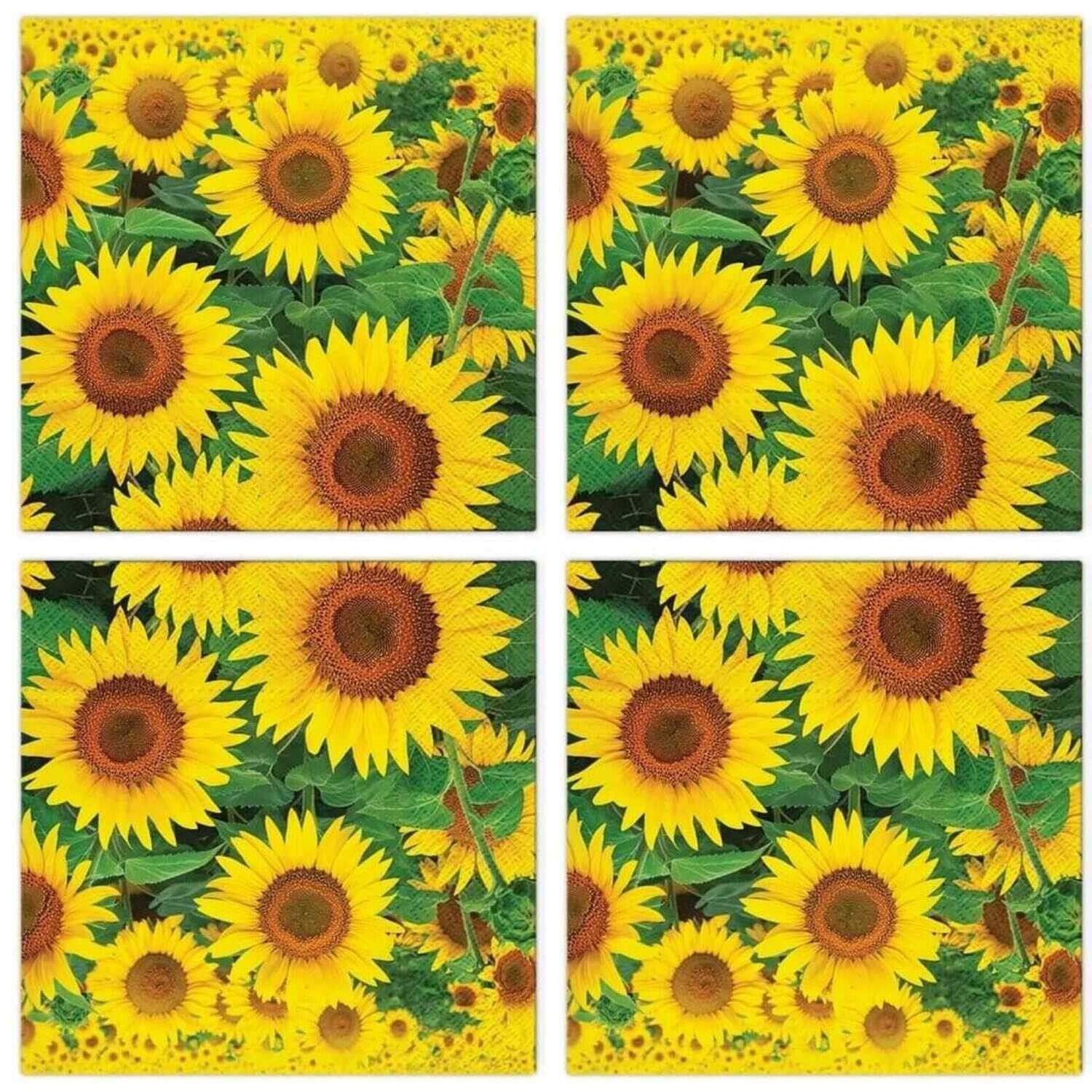 Tete a Tete Papierserviette 20 Stück 3-lagig, ca 33x33 cm, Sonnenblumenfeld, Sunflowers Field