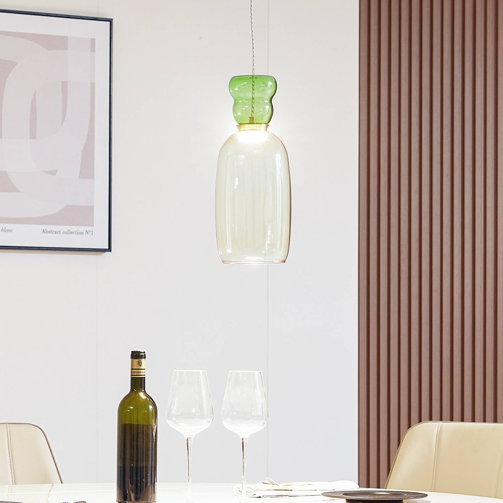 Lucande Hängeleuchte Fay, LED, Glas Gelb warmweiß IP20, LED 9 W gesamt, warmweiß