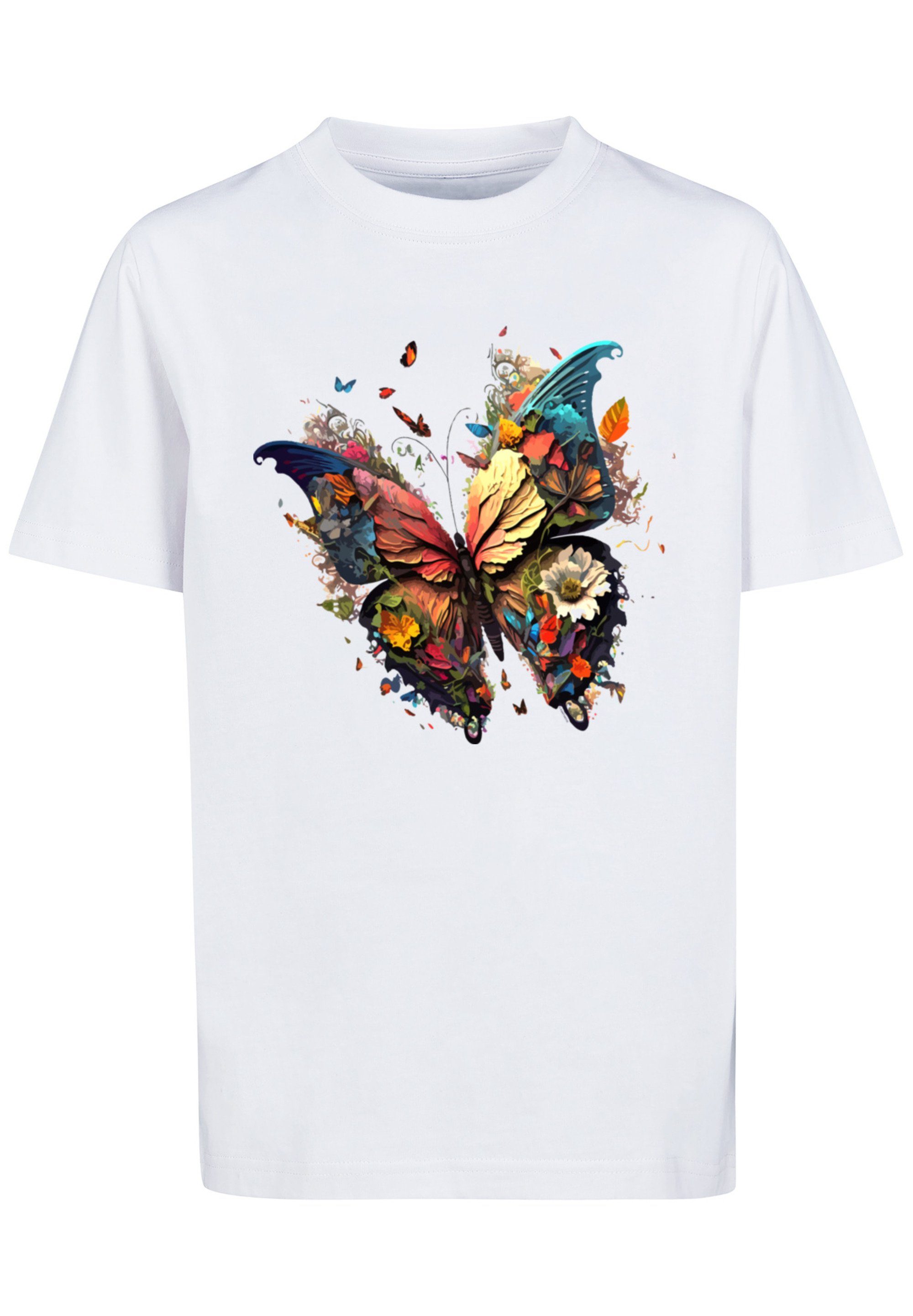 Schmetterling Bunt T-Shirt Print F4NT4STIC weiß