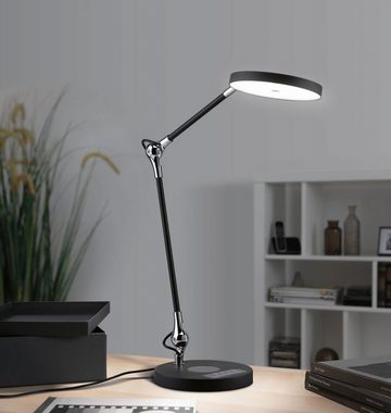 Paulmann LED Schreibtischlampe Numis 11W schwarz QI tuneablewhite dimmbar, LED fest integriert, Tageslichtweiß, Kabellänge 1,50m