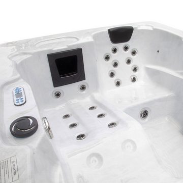 HOME DELUXE Whirlpool Outdoor Whirlpool WHITE MARBLE, (Inkl. Heizung, 27 Massagedüsen und 9 Lichtquellen, 1-tlg), Maße: 210 x 160 x 85 cm - Inkl. 27 Massagedüsen