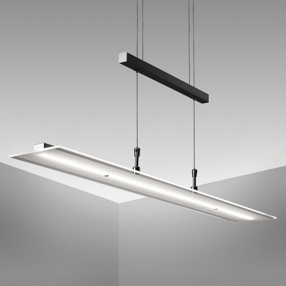 B.K.Licht Pendelleuchte BK_PL1491 Dimmbare LED Pendelleuchte, 20 W, Schwarz,  B: 85 cm, Dimmfunktion, LED fest integriert, Warmweiß, 1.600 Lm, 3.000K  Warmweiße Lichtfarbe, Höhenverstellbar, Echtglas