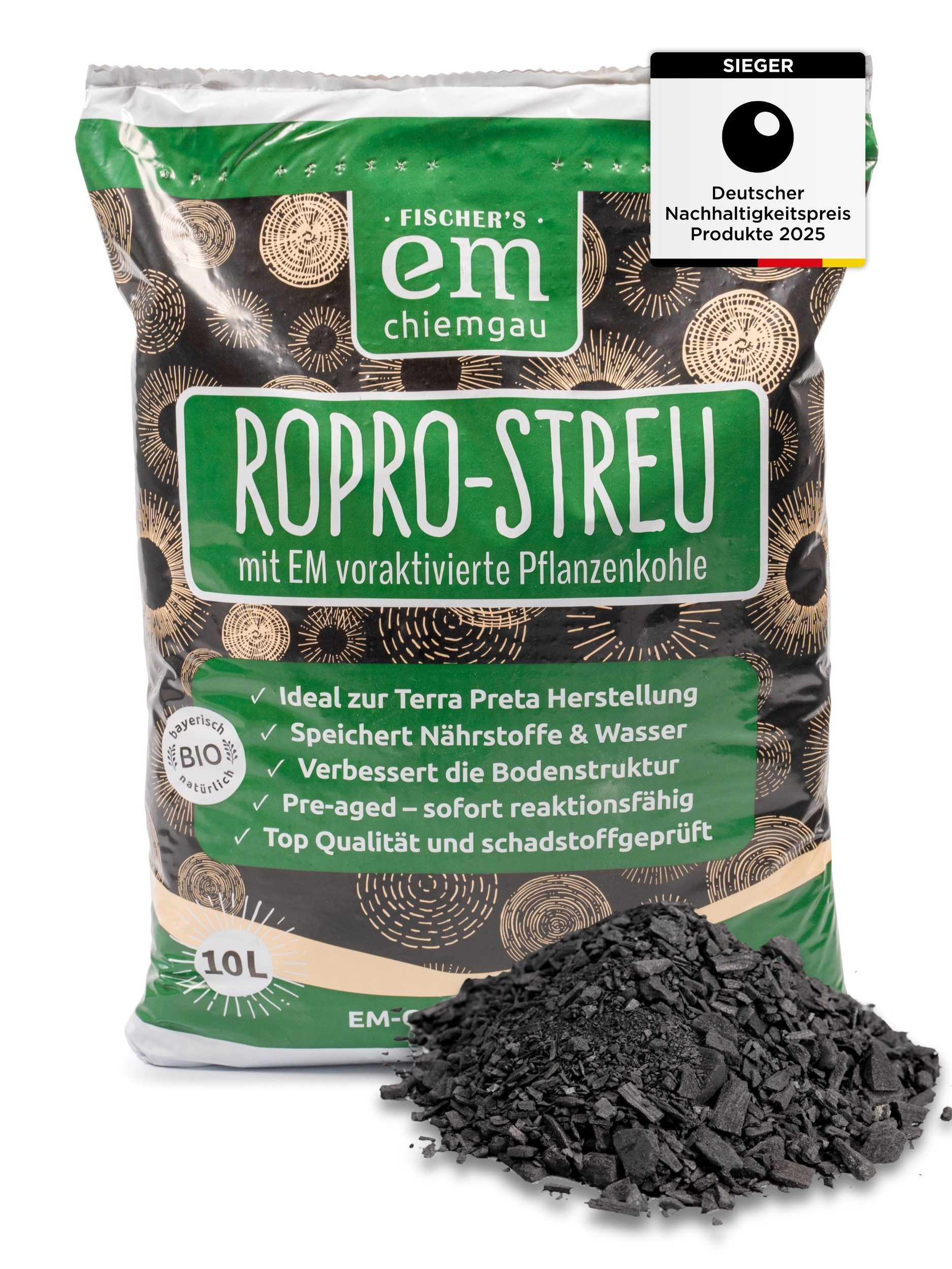 Fischer's EM-Chiemgau Bodenverbesserer RoPro-Streu Bio Pflanzenkohle, günstig online kaufen