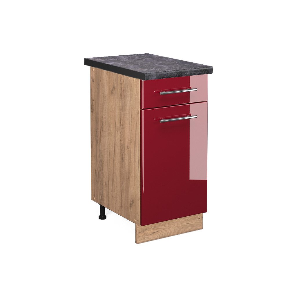Vicco Unterschrank Fame-Line, Bordeaux Hochglanz/Goldkraft Eiche, günstig online kaufen