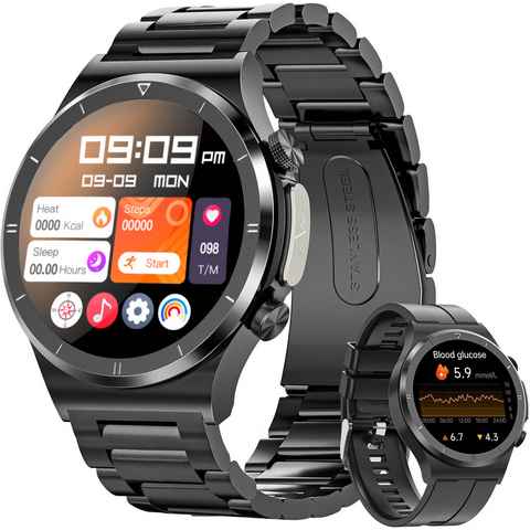 Powerwill Smartwatch Herren mit Telefonfunktion, 120 Sportmodi Outdoor Sportuhr Smartwatch, 1.39 Zoll 300mAh Touchscreen IP68 Wasserdicht fur Android ios, mit Herzfrequenzmonitor SpO2 Schlafmonitor Schwarz