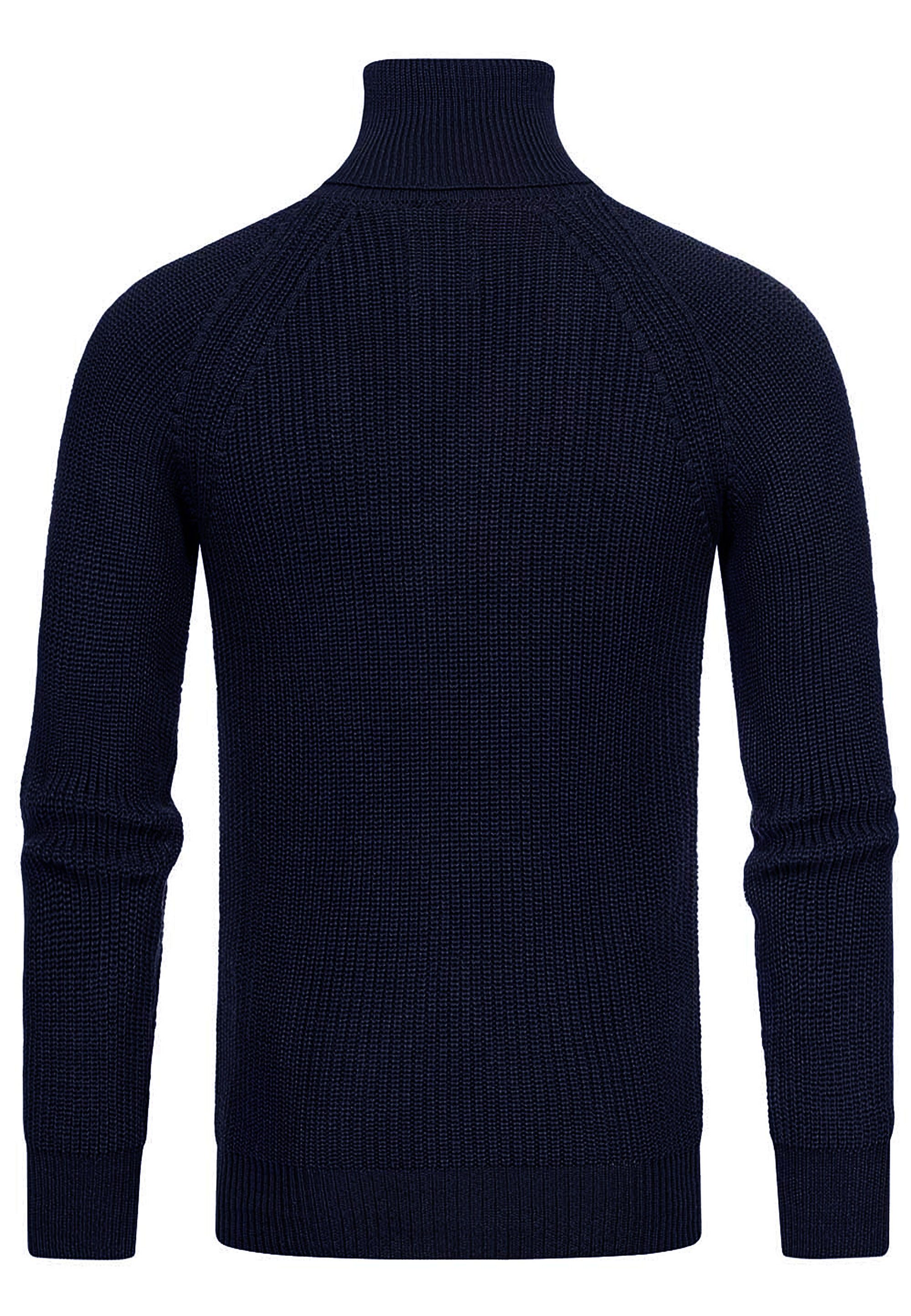 R-NEAL Rollkragenpullover Rollkragen Business Pullover Freizeit Grob-Strick Pulli Einfarbig