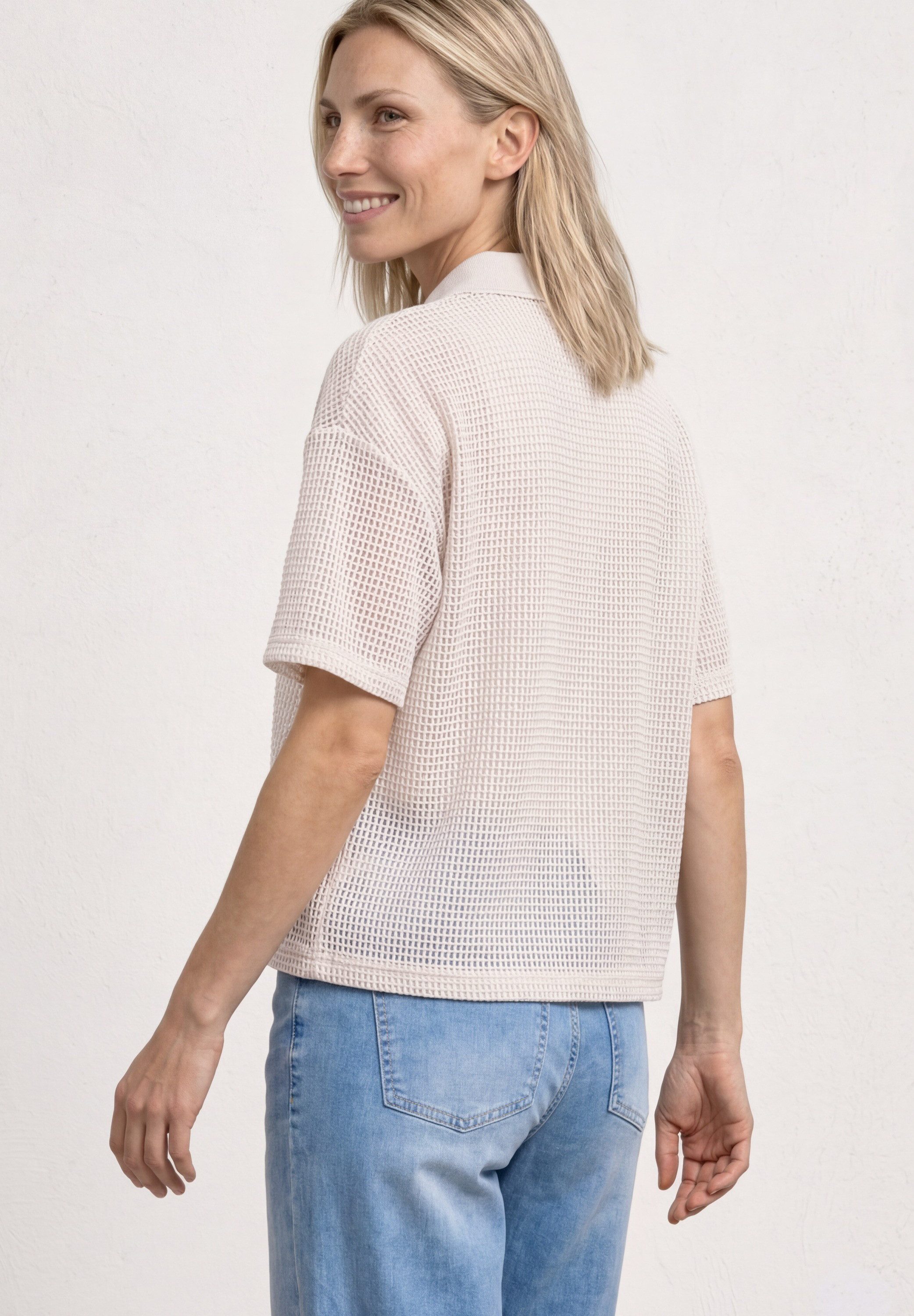 STREET ONE Poloshirt 2-in-1 Mesh-Poloshirt mit Kurzarm
