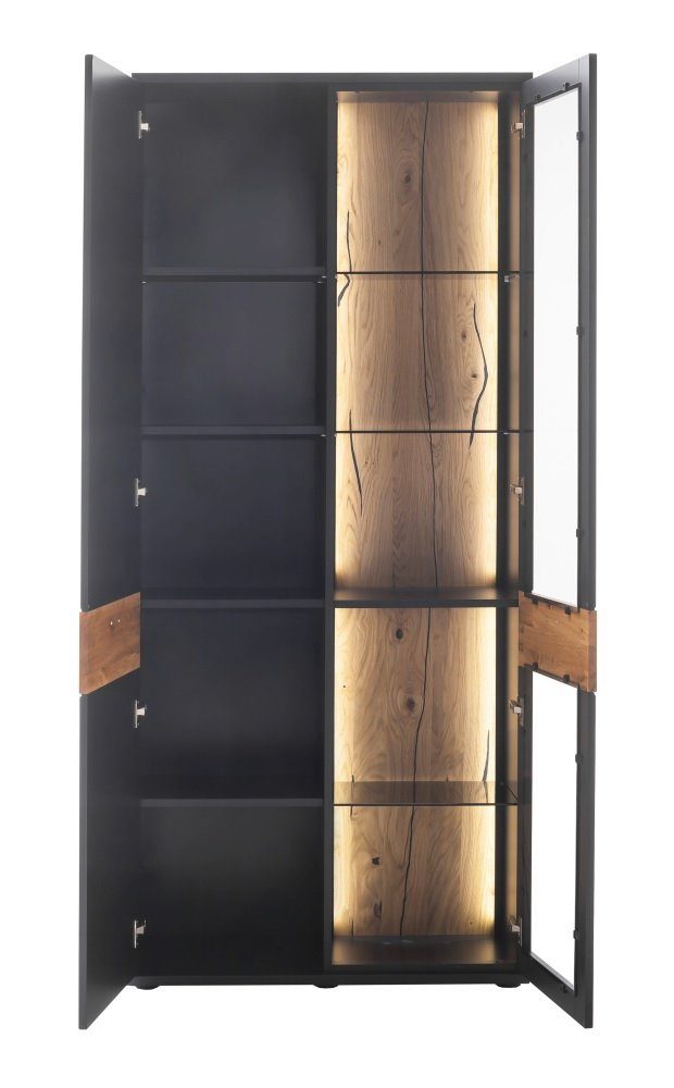 / furniture Cesena, schwarzgrau Kombi-Vitrine Wildeiche Highboard MCA