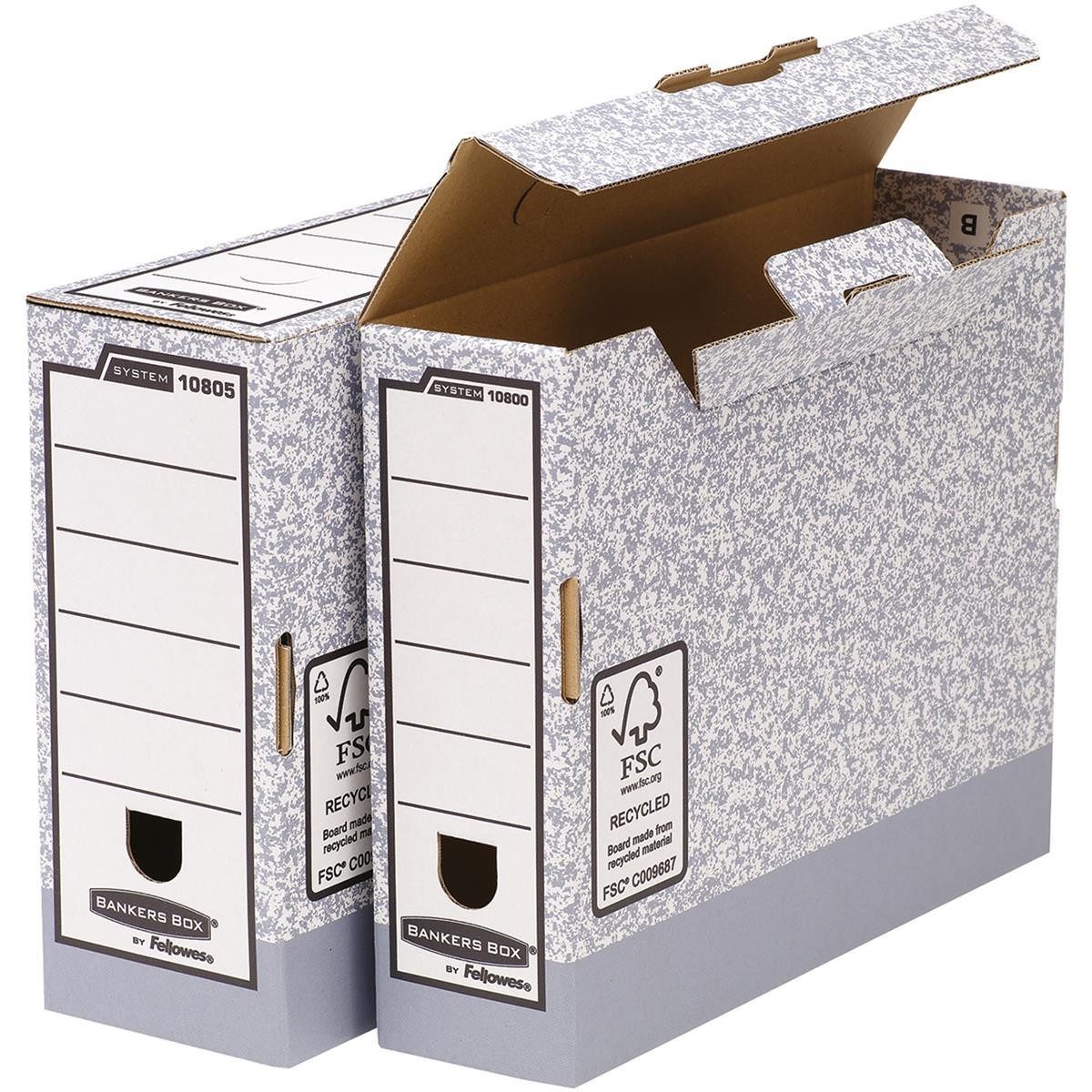 FELLOWES Archivcontainer Bankers Box Archivschachtel System 1080501 grau/weiß