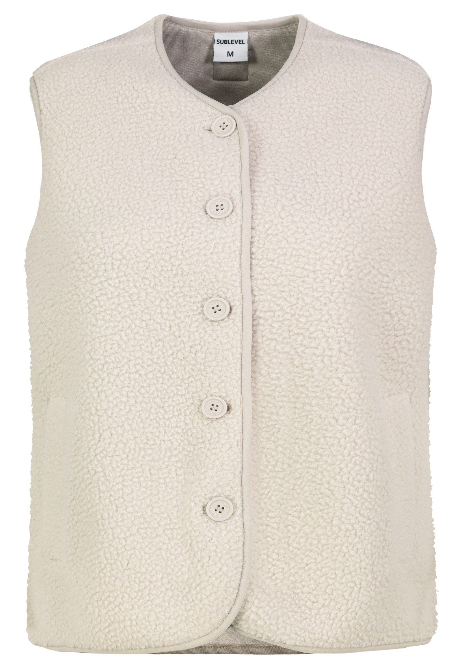 SUBLEVEL Fleeceweste Damen Teddy Fleece Weste mit Knopfleiste, Leistentaschen