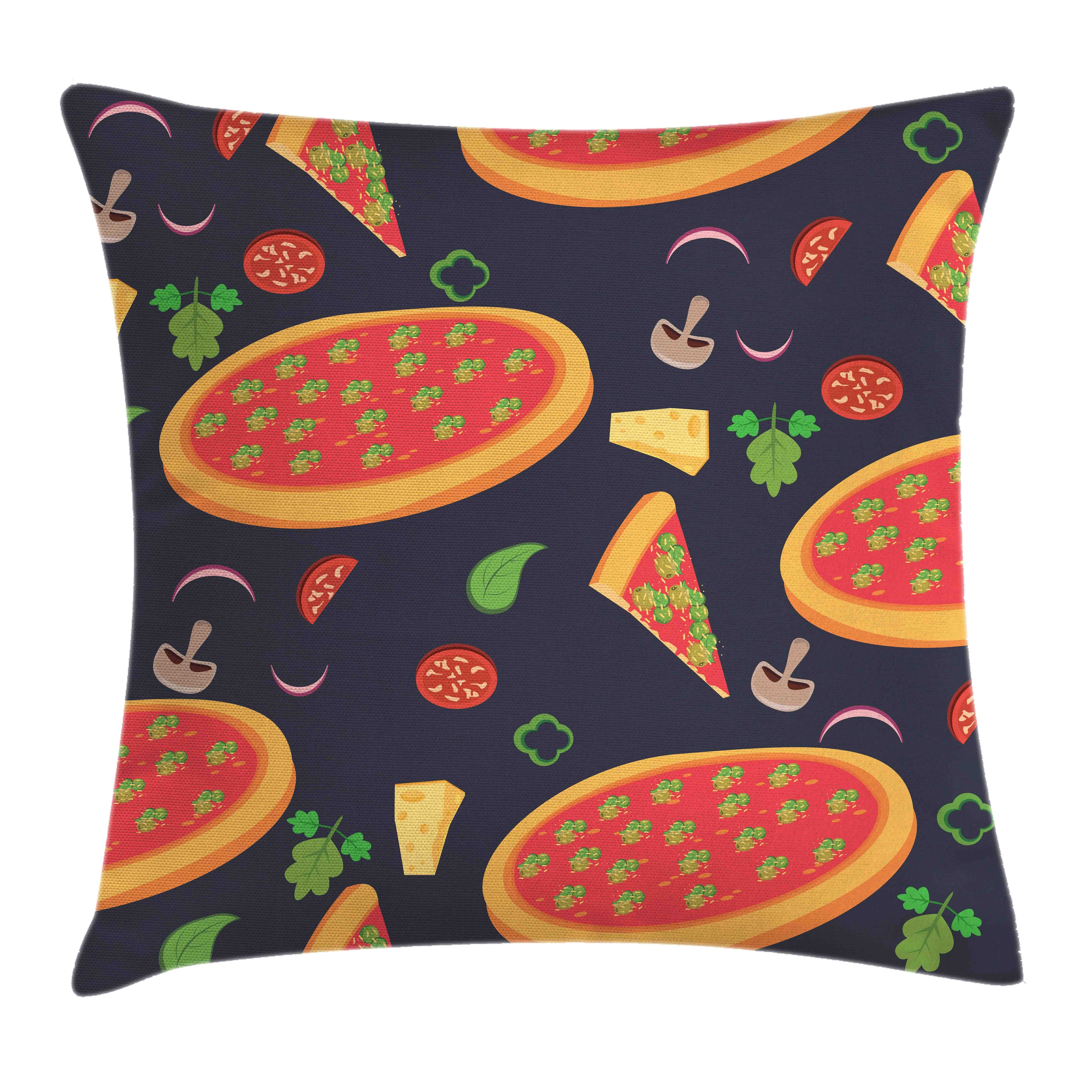 Kissenbezüge Waschbar mit Reißverschluss Kissenhülle mit Farbfesten Klaren Farben Beidseitiger Druck, Abakuhaus (1 Stück), Italien Gemüse Pizzen Kunst-Bild