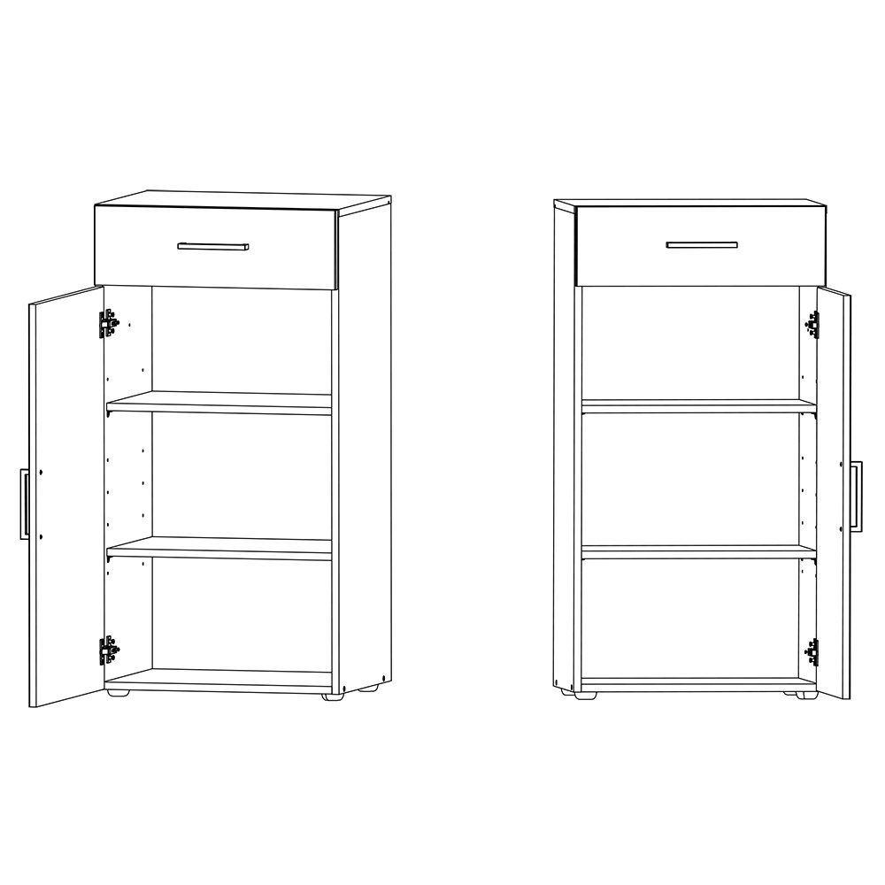Lomadox Mehrzweckschrank MIAMI-43 graphit, 1 Tür, 1 Schublade, ca. 50/98/40 cm