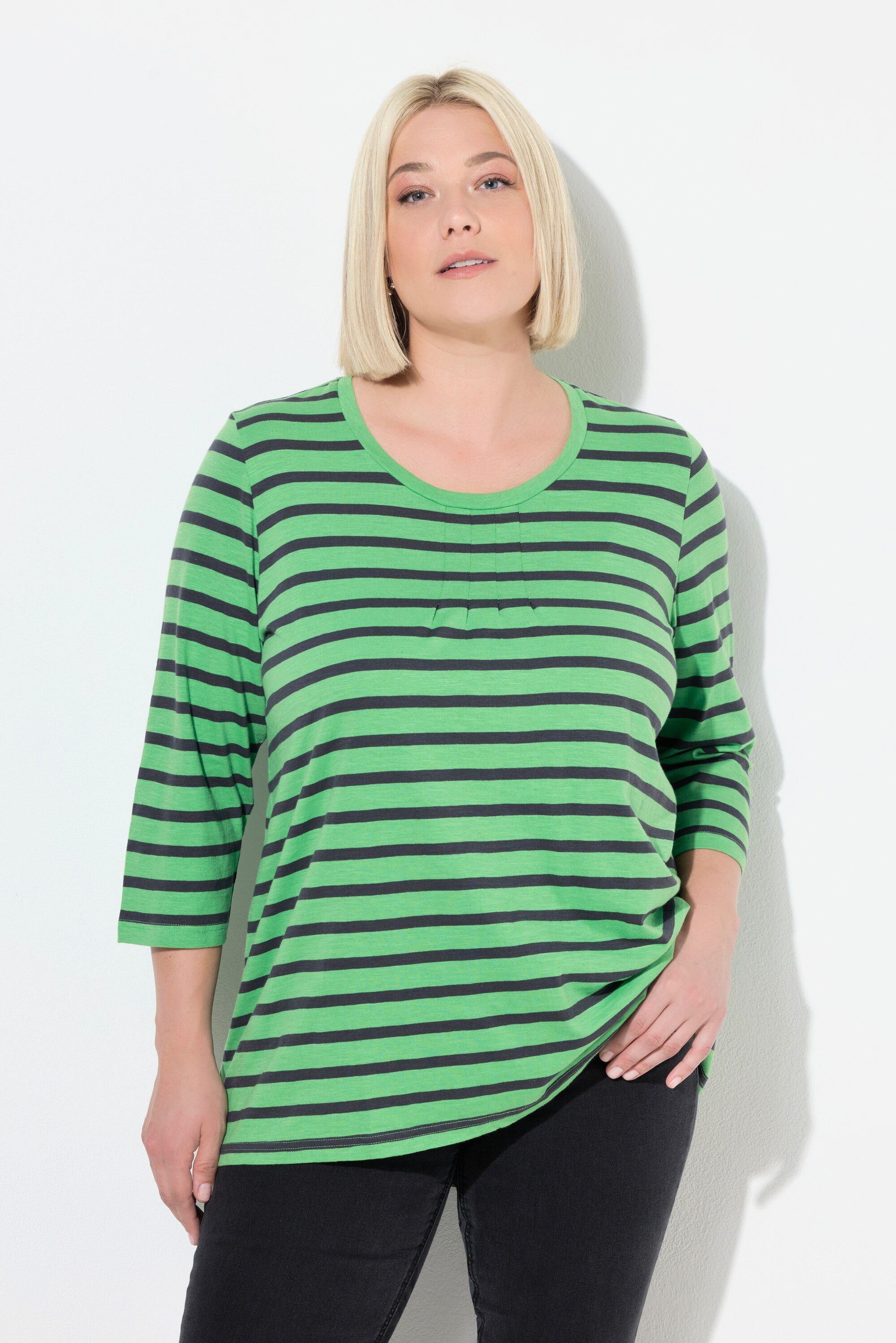 Ulla Popken T-Shirt Shirt Ringel A-Linie günstig online kaufen