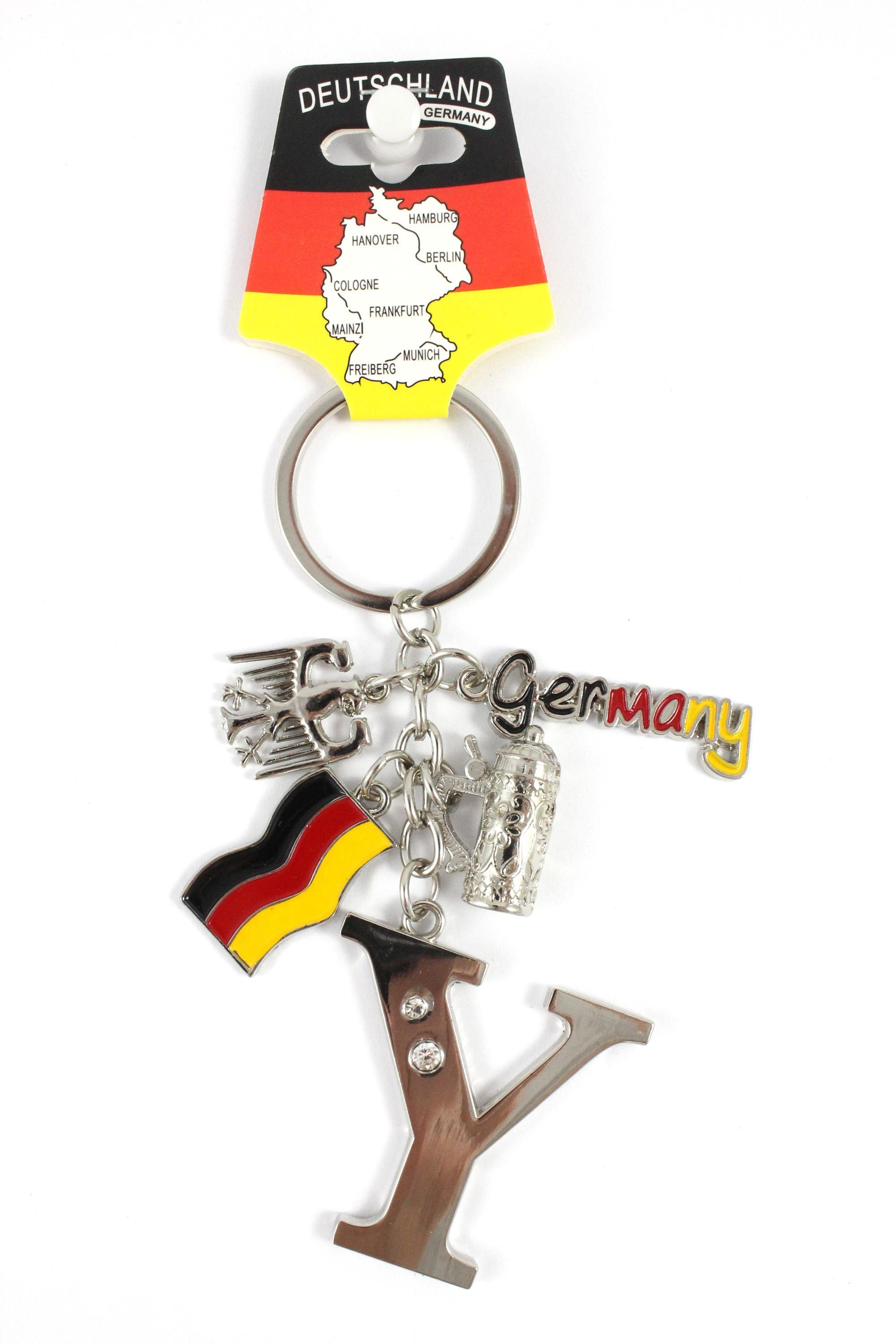 11cm H.: Schlüsselanhänger ELLUG Bierkrug/Adler/Deutschland-Fahne/Germany mit Buchstaben/Letter/Initalien/Alphabet/ABC Charms Schlüsselanhänger Glitzersteinen &