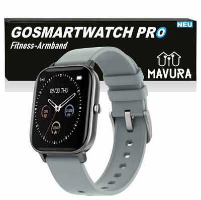 MAVURA GOSMARTWATCH PRO Smartwatch Bluetooth Fitnesstracker Fitness Armband Smartwatch für Android und Apple IPhone iOS Samsung Huawei HTC Xiaomi, Armbanduhr wasserdicht Herren & Damen