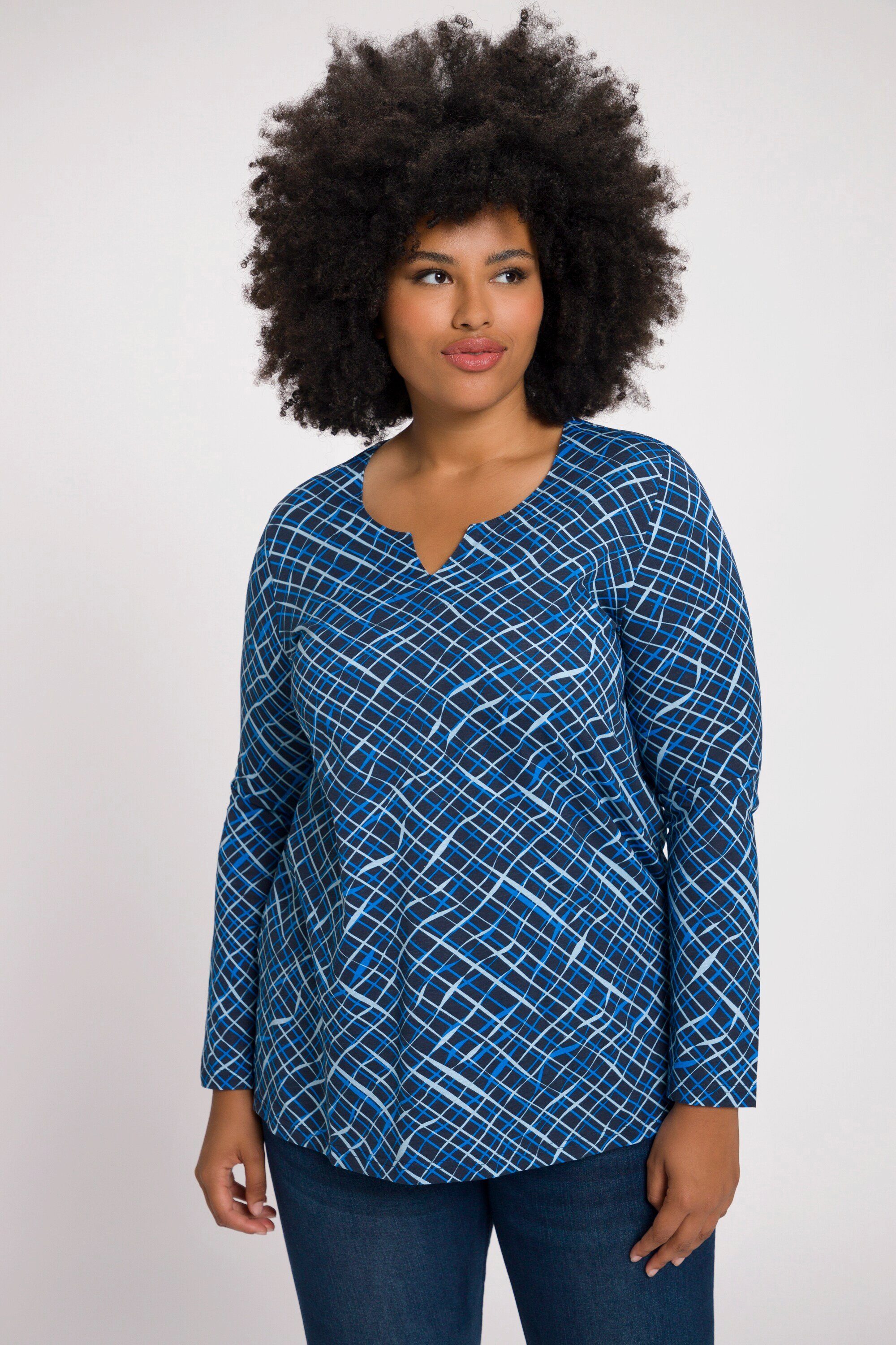 Ulla Popken Damen T-Shirt Mit Tunika-Ausschnitt – A-Linie, Halbarm, Aus Baumwolljersey