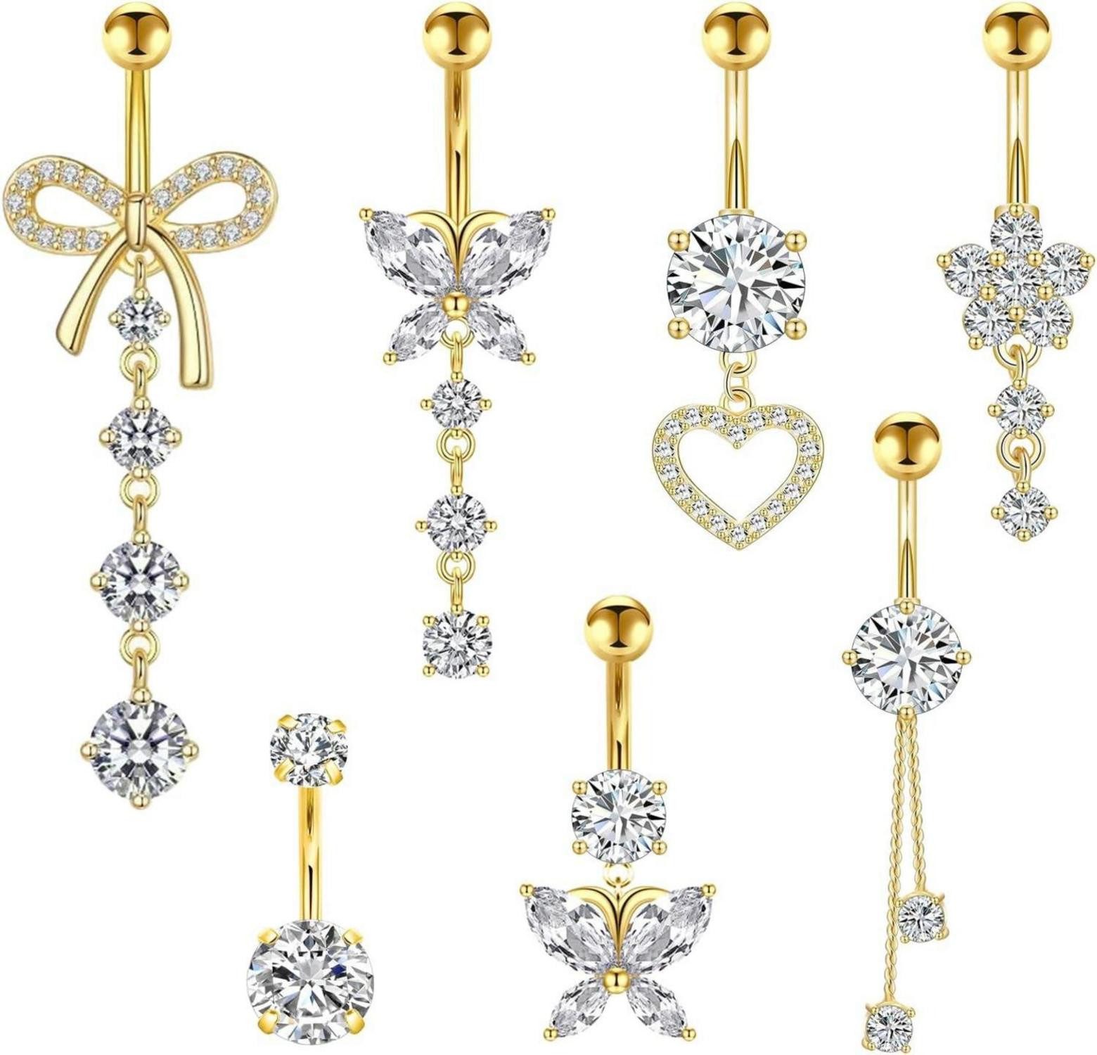 LuxusKollektion Bauchnabelpiercing-Set 7er Set Bauchnabelpiercing Schmetter günstig online kaufen
