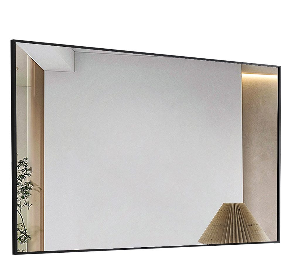 Boromal Spiegel Flur Flurpiegel modern Wandspiegel Schwarz mit Aluminium Rahmen (Standspiegel eckig, 5mm HD Bleifreier Spiegel, 40-160cm), Vertikal, Horizontal, hochauflösend, explosionsgeschützte