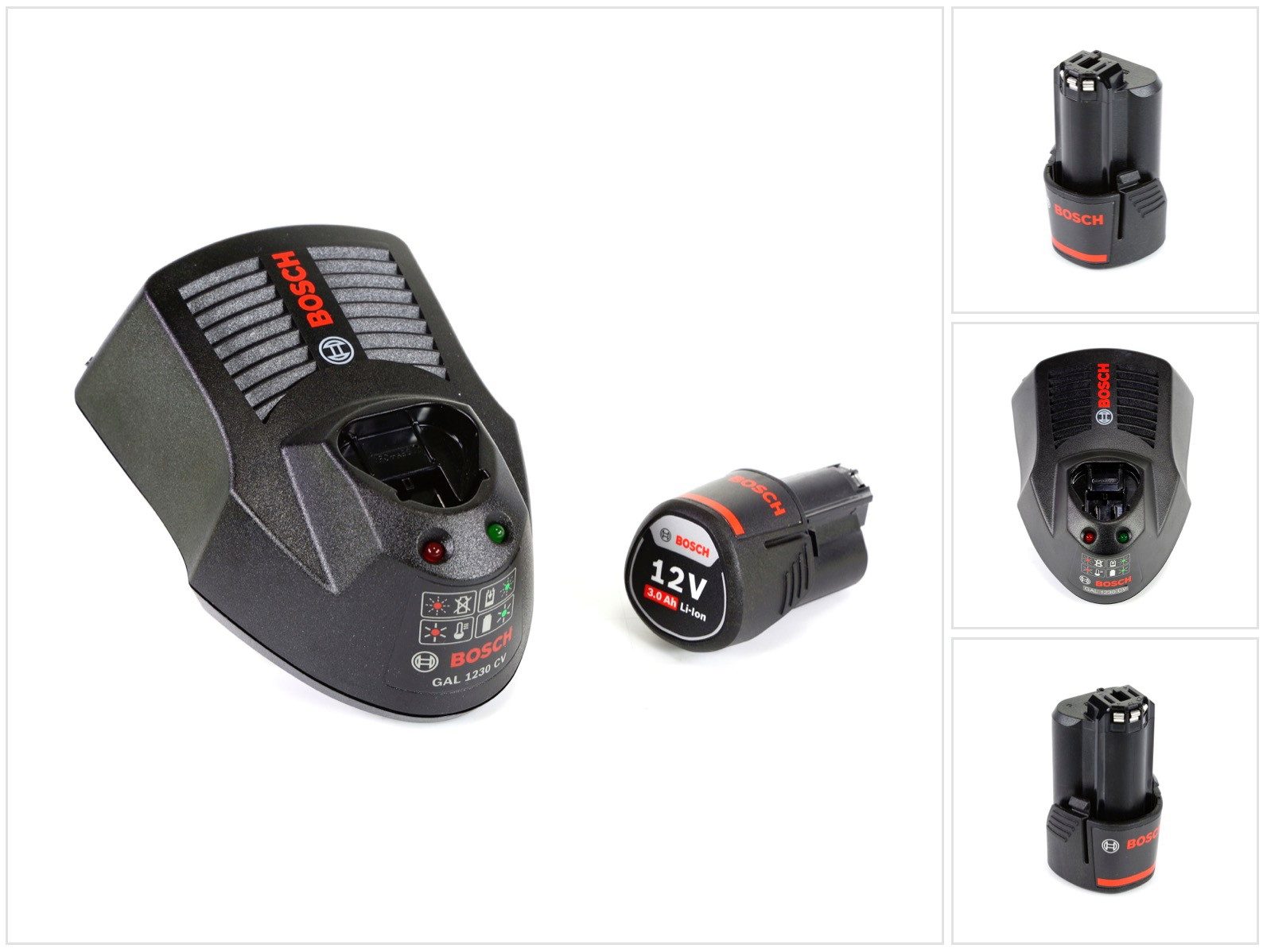 Bosch Professional Starter-Set 12 V mit 1x GBA 12 V 3,0 Ah Akku und GAL 1230 CV Ladegerä Akkupacks