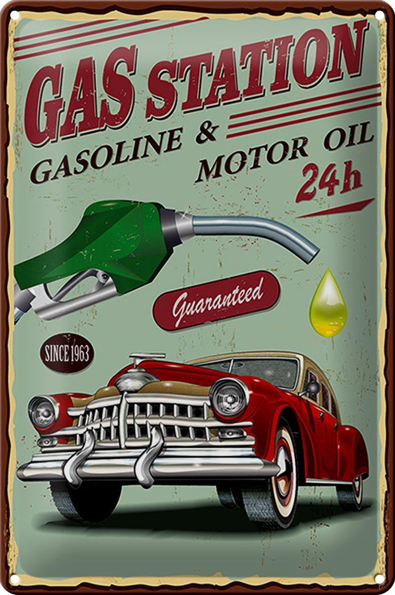 Hebold Metallschild Schild Blech Retro -Made in Germany- 20x30cm Gas Station gasoline moto
