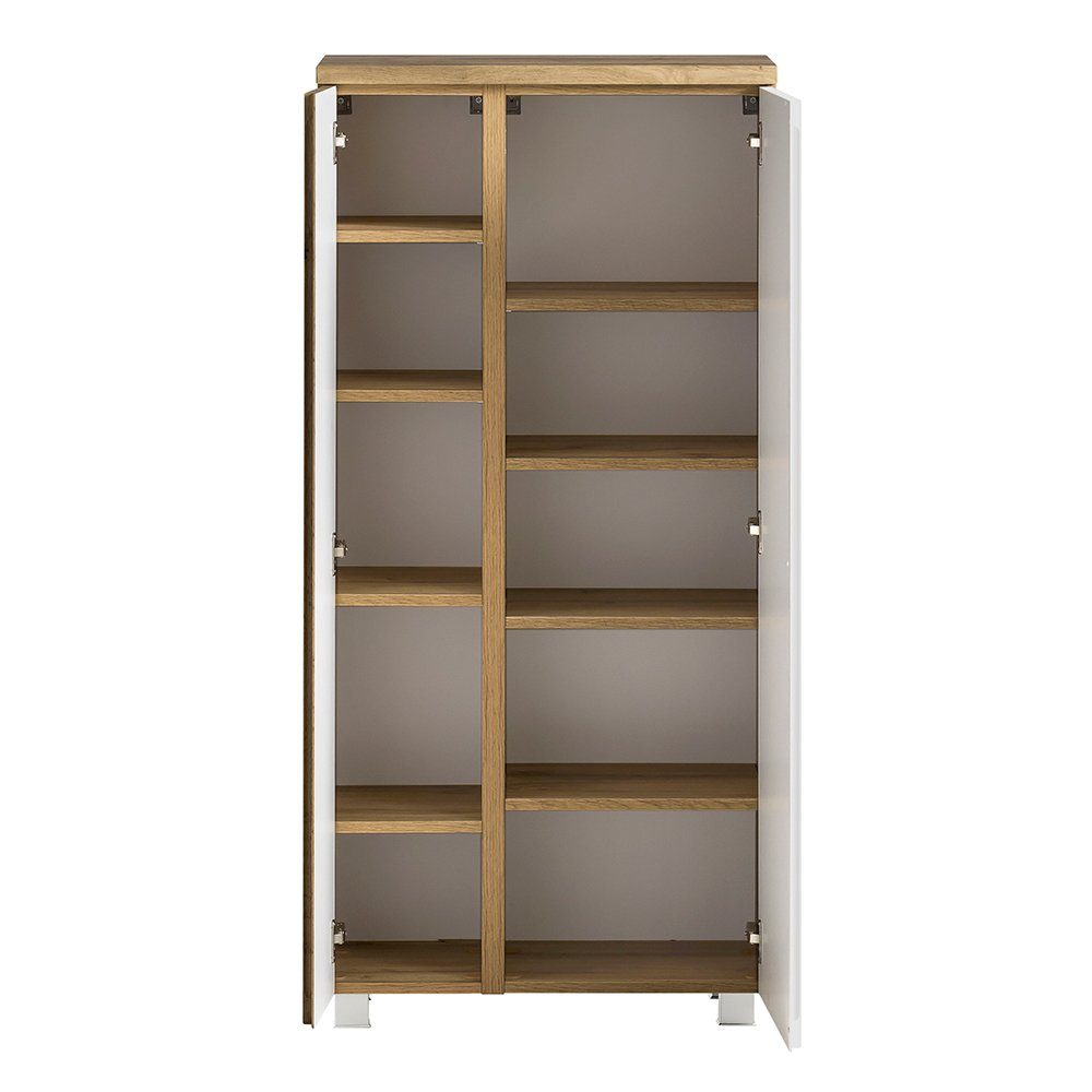 Lomadox Midischrank VASTO-03-WHITE Midischrank 65cm Wotan Eiche Nb. mit weiß matt, B/H/T 40/130/35 cm
