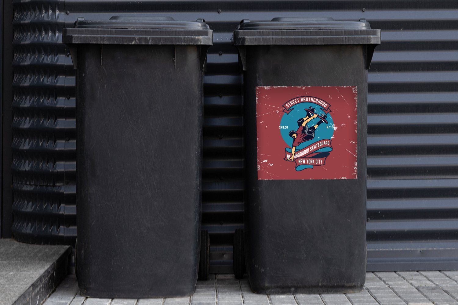 MuchoWow Wandsticker Container, Mülltonne, Mülleimer-aufkleber, - Abfalbehälter Sticker, - (1 - Mann St), Skateboard Briefe Vintage
