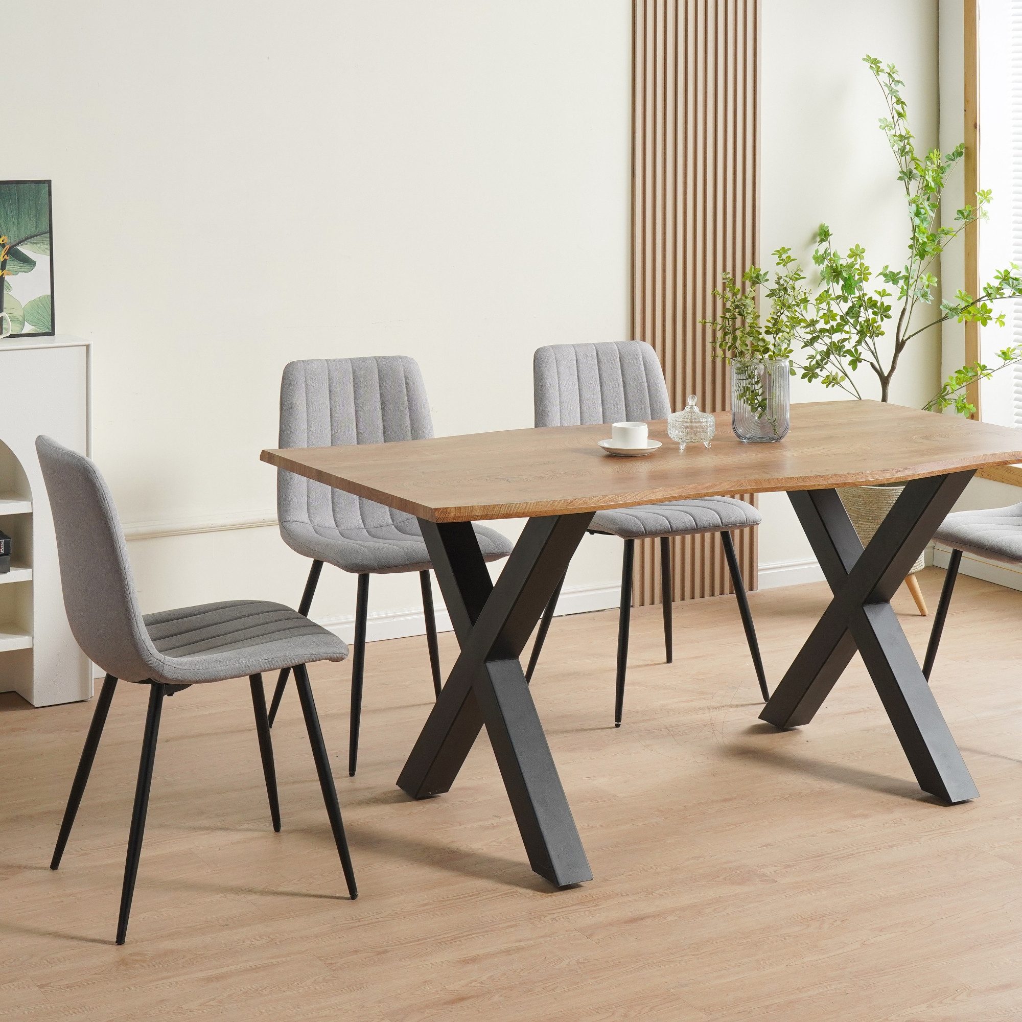 Albatros International Esszimmerstuhl Esszimmer Stühle 4 er Set GARDA, Stuhl Stühle Esszimmerstühle, Küche (4er Set, Grau, Stoff Bezug), Küchenstuhl Küchenstühl – Bild 4 von 5