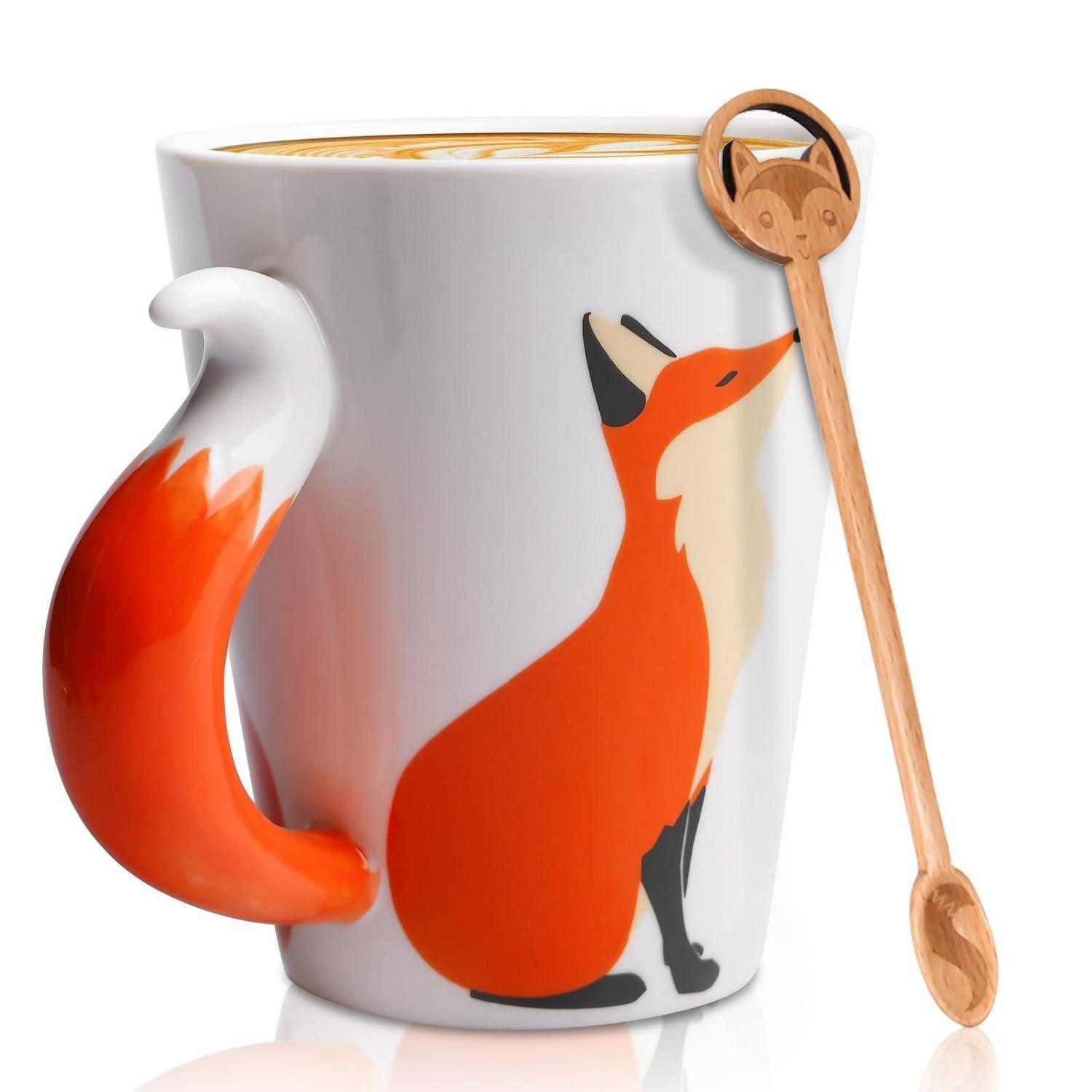 LuxusKollektion Tasse Keramiktasse Fuchs 360ml 3D-Becher Geschenk, Keramik