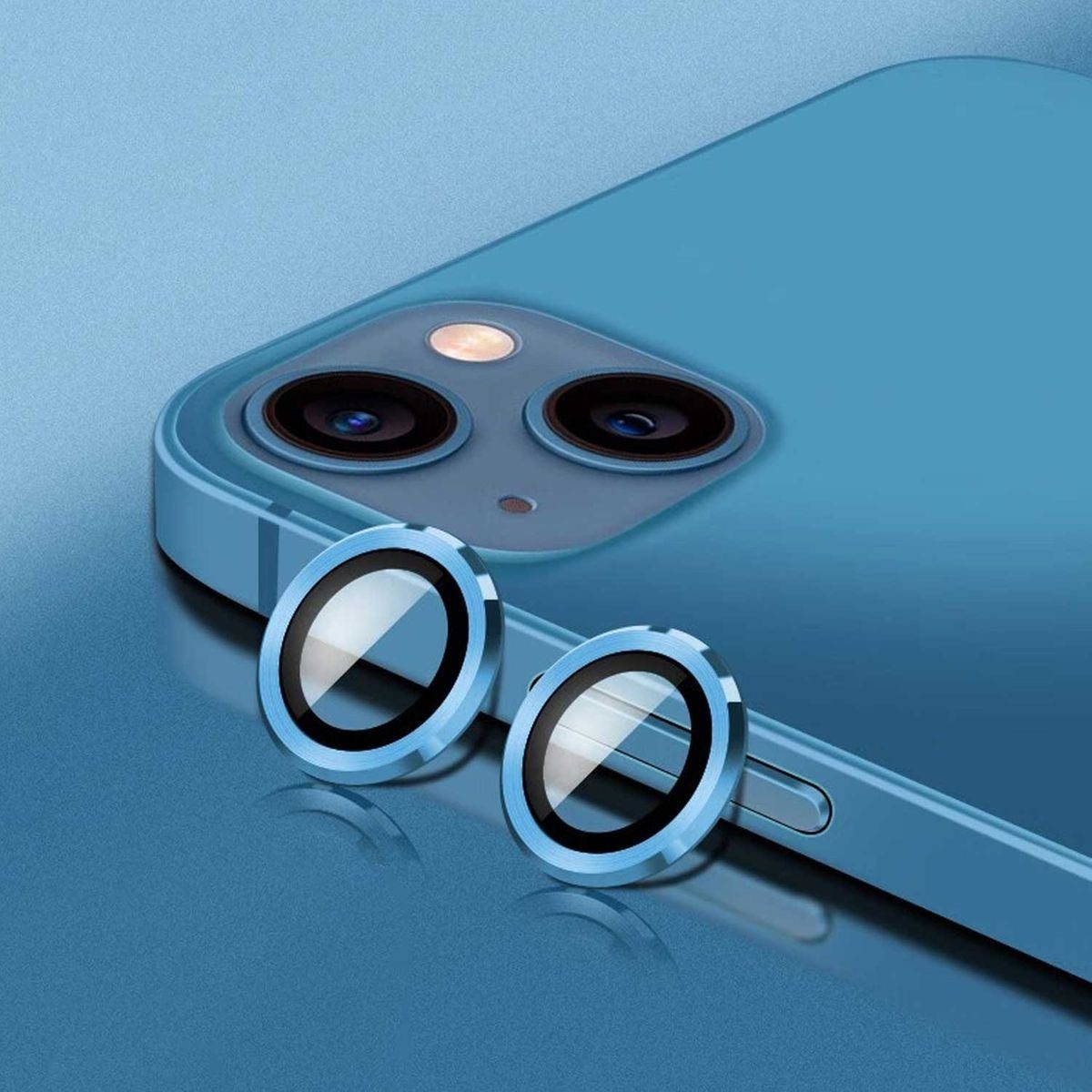 Wigento Handyhülle Metal Ring Camera Tempered Glas Film für Apple