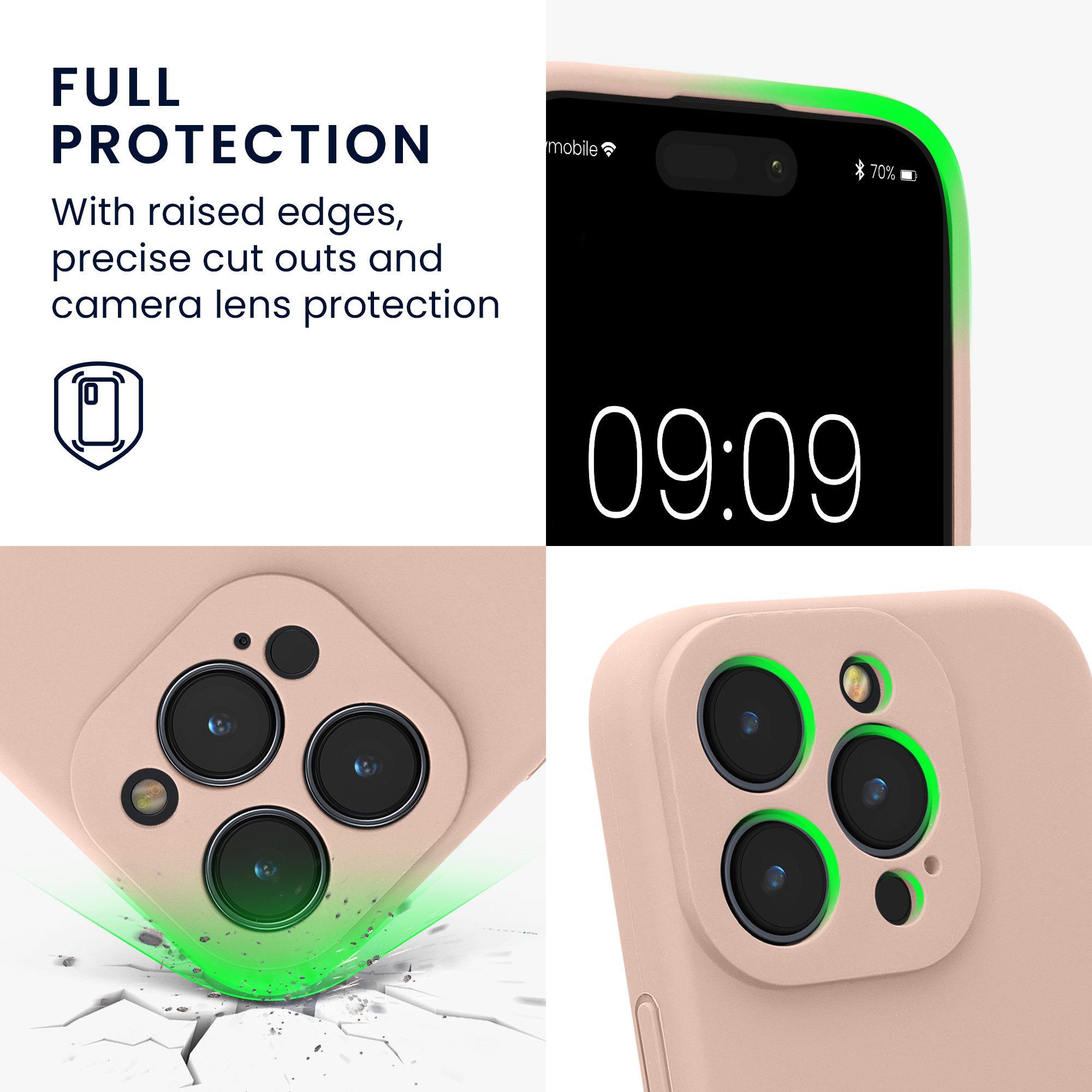 kwmobile Smartphone-Hülle Handyhülle für Apple iPhone 16 Pro Hülle, gummierte Handy Silikon Case - Schutzhülle Cover