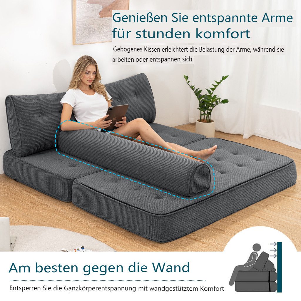MECO Schlafsofa, Modernes Klappsofa 80×150×40 cm – Bequemes Cord-Sofa-Bett günstig online kaufen