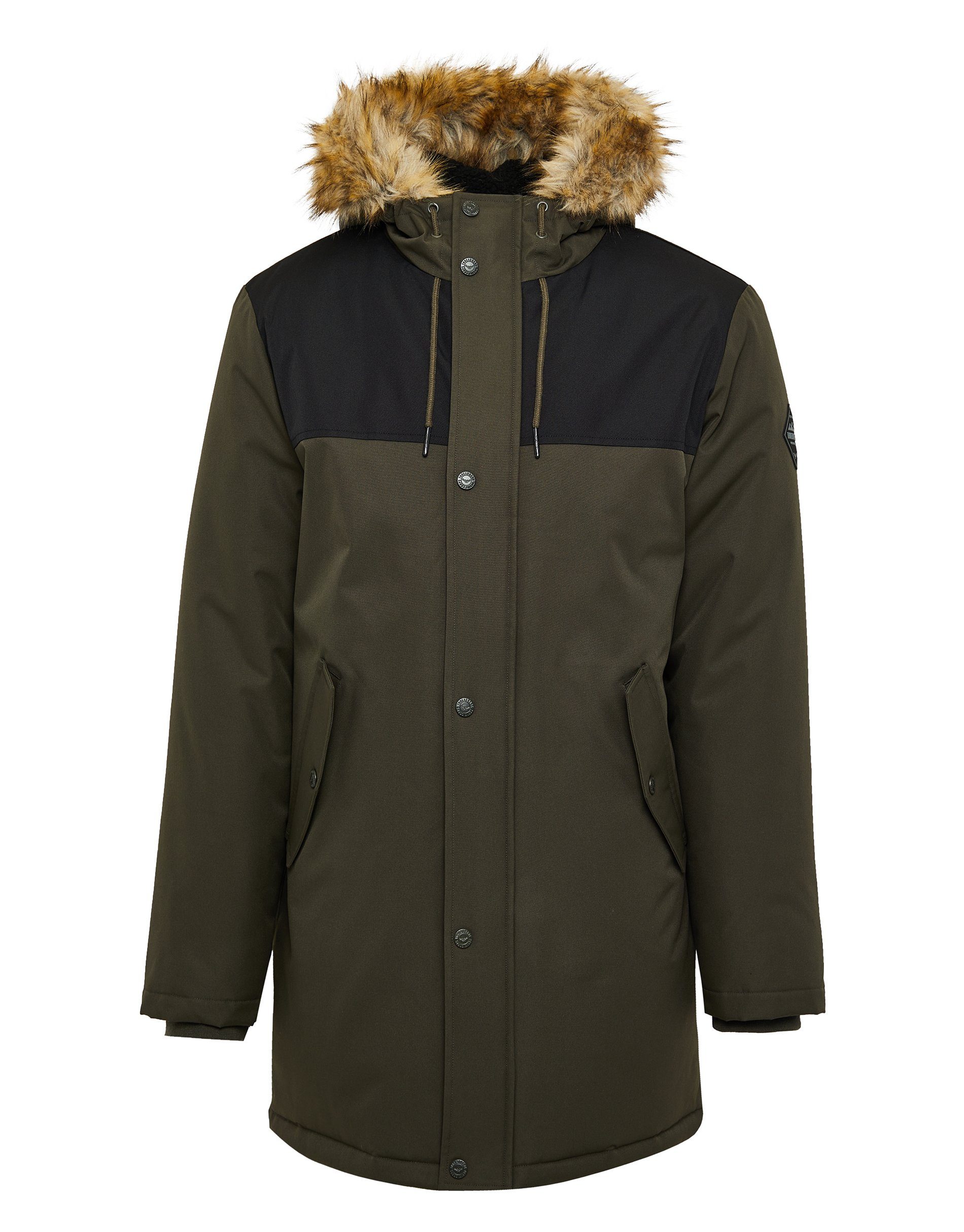 Wintermantel Threadbare Jacket THB Recycled (GRS) Global Standard Black/Khaki zertifiziert Parkston