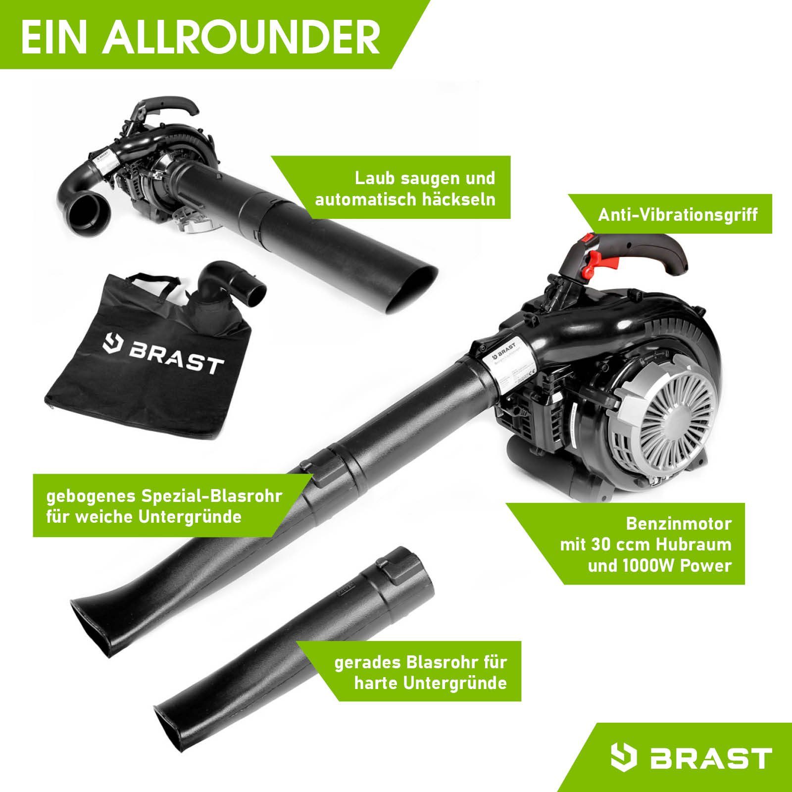 BRAST Benzin-Laubsauger Laubbläser Benzin 1,0kW(1,36PS), 55L günstig online kaufen