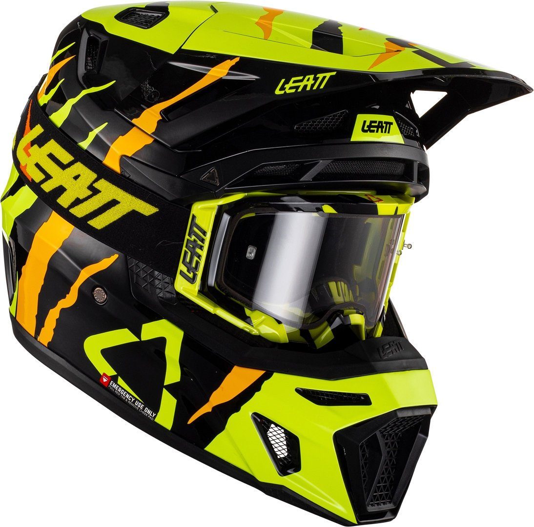 Leatt Motocrosshelm 8.5 Tiger Motocross-Helm mit Brille, Atmungsaktiv
