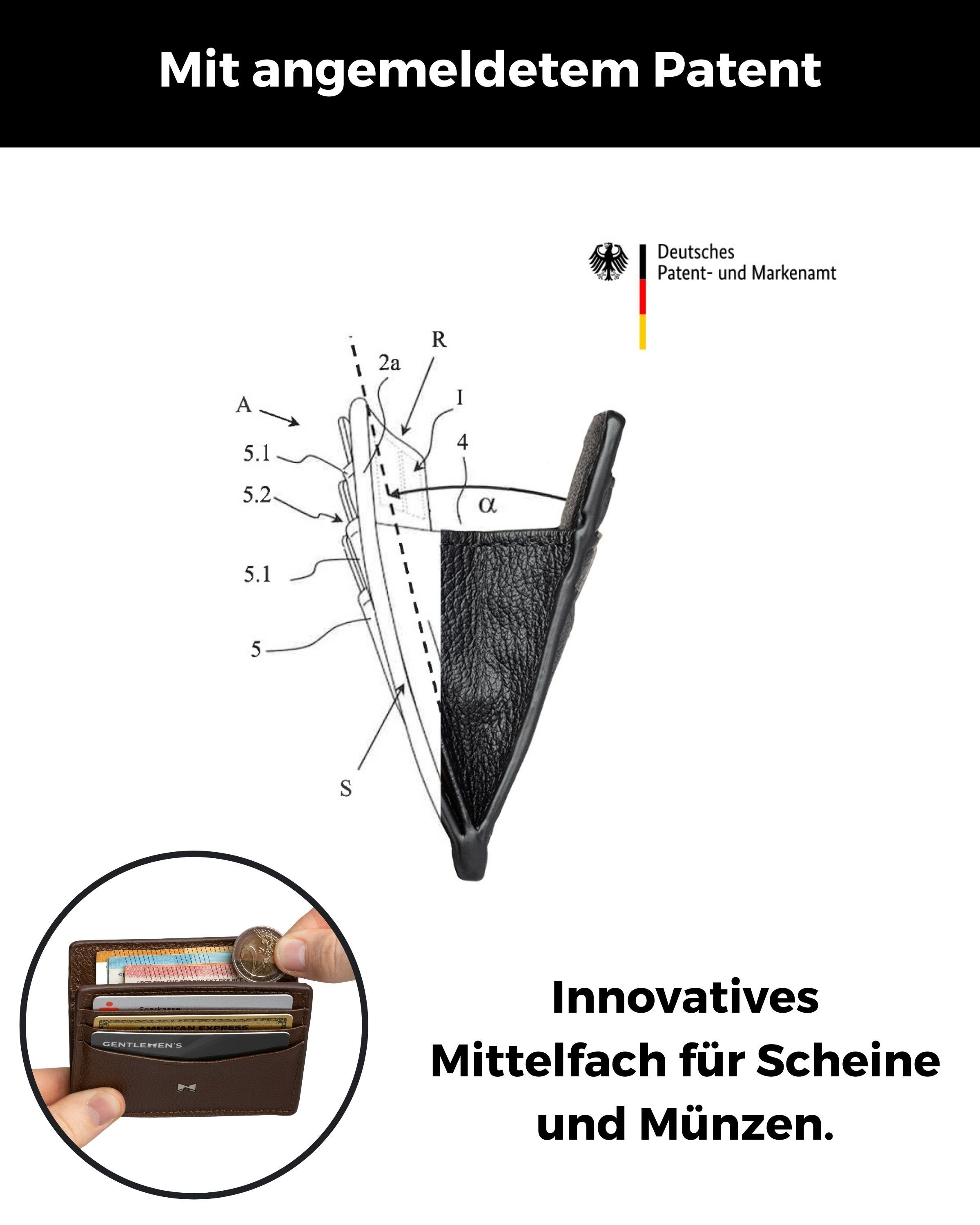 Gentlemen's Kartenetui - Kreditkartenetui mit Münzfach & RFID Schutz - Slim Wallet Herren, Slim Wallet Herren mit Scheinfach und AirTag-Fach – Bild 5 von 5