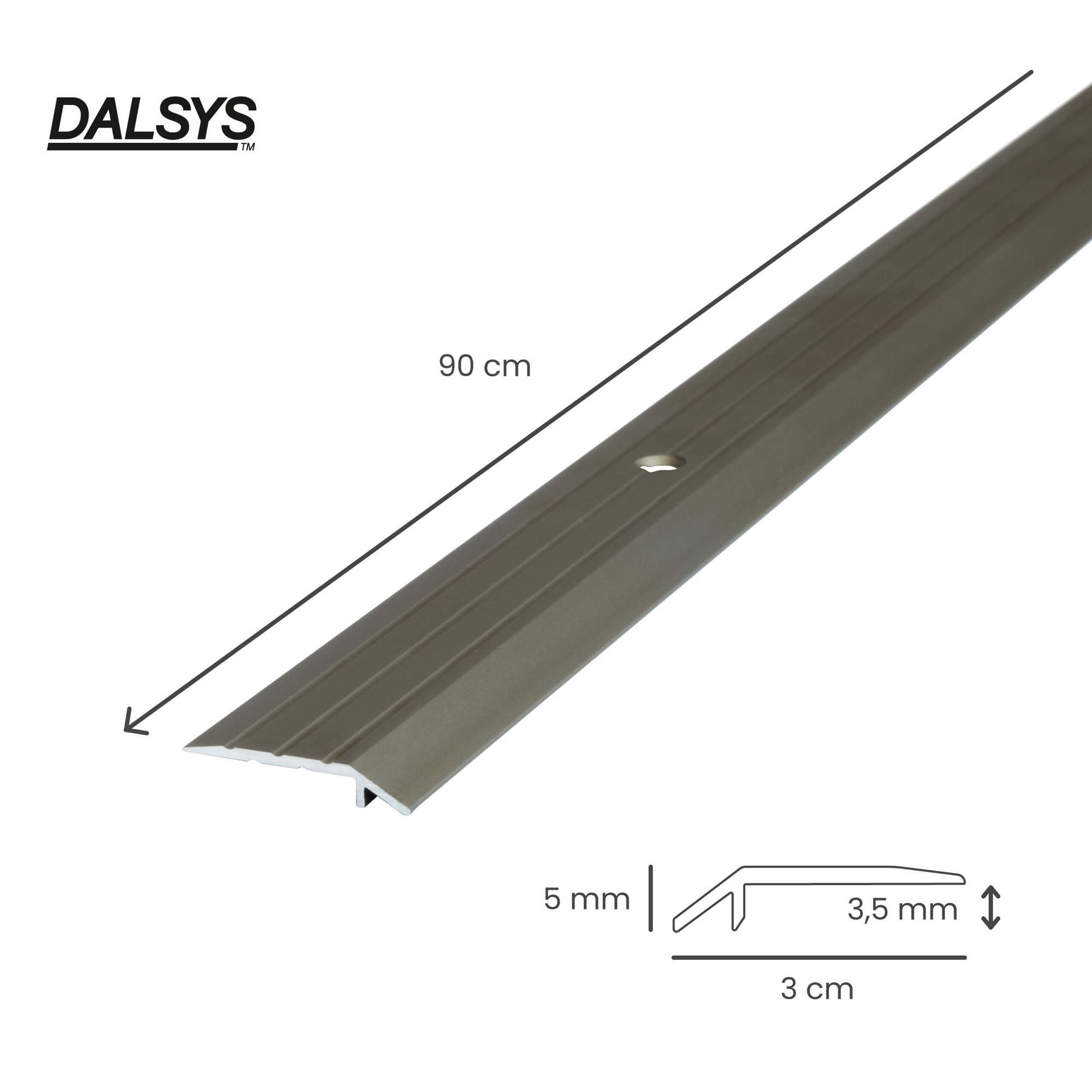 Dalsys Übergangsprofil Höhenausgleich aus Aluminium (90 cm x 30 mm, Champagner, 1-St), 3,5 mm Höhenausgleich, zum Schrauben, inkl. Befestigungsmaterial
