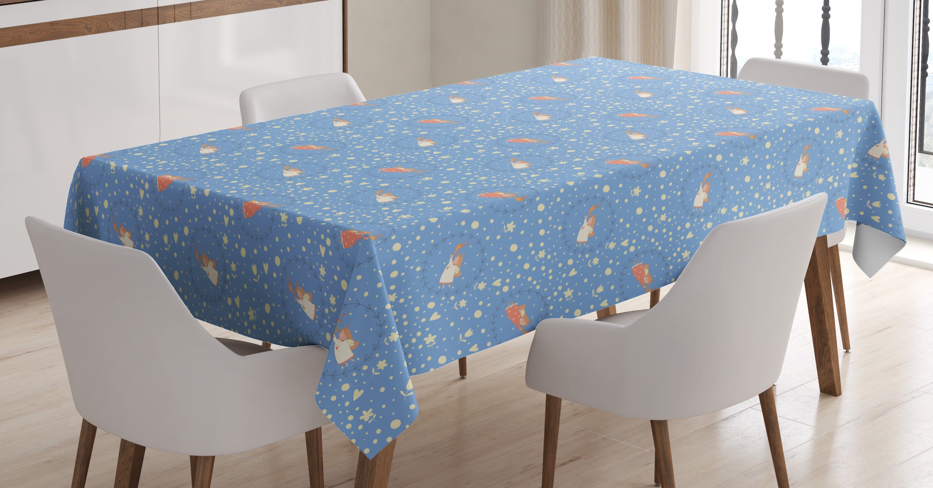 Abakuhaus Tischdecke Farbfest Waschbar Für den Außen Bereich geeignet Klare Farben, Winter Weihnachtsengel Muster | Tischdecken