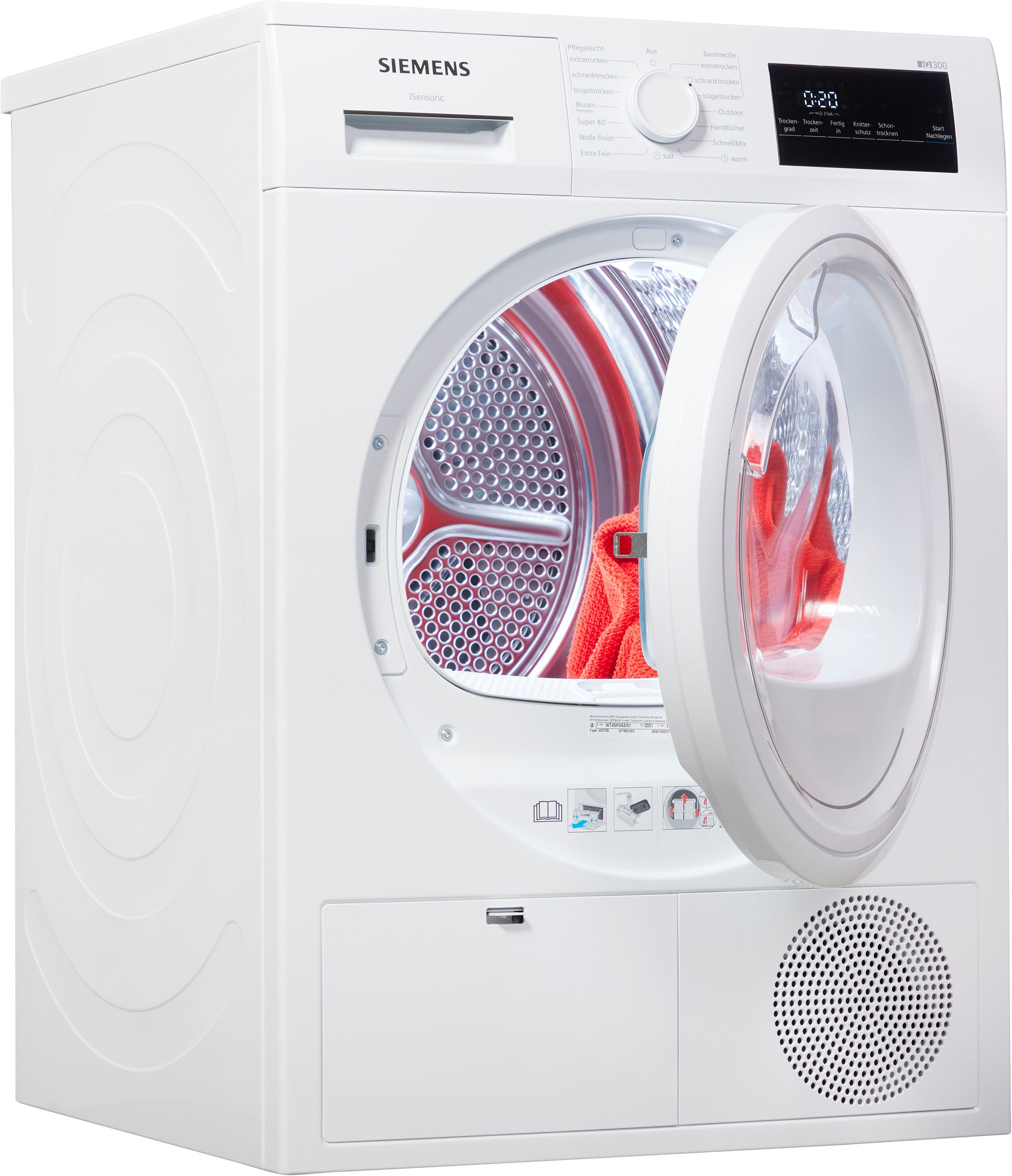 SIEMENS Wärmepumpentrockner IQ300 WT45HVA3, easyClean-Filter, Outdoor-Programm, autoDry für schonendes Trocknen