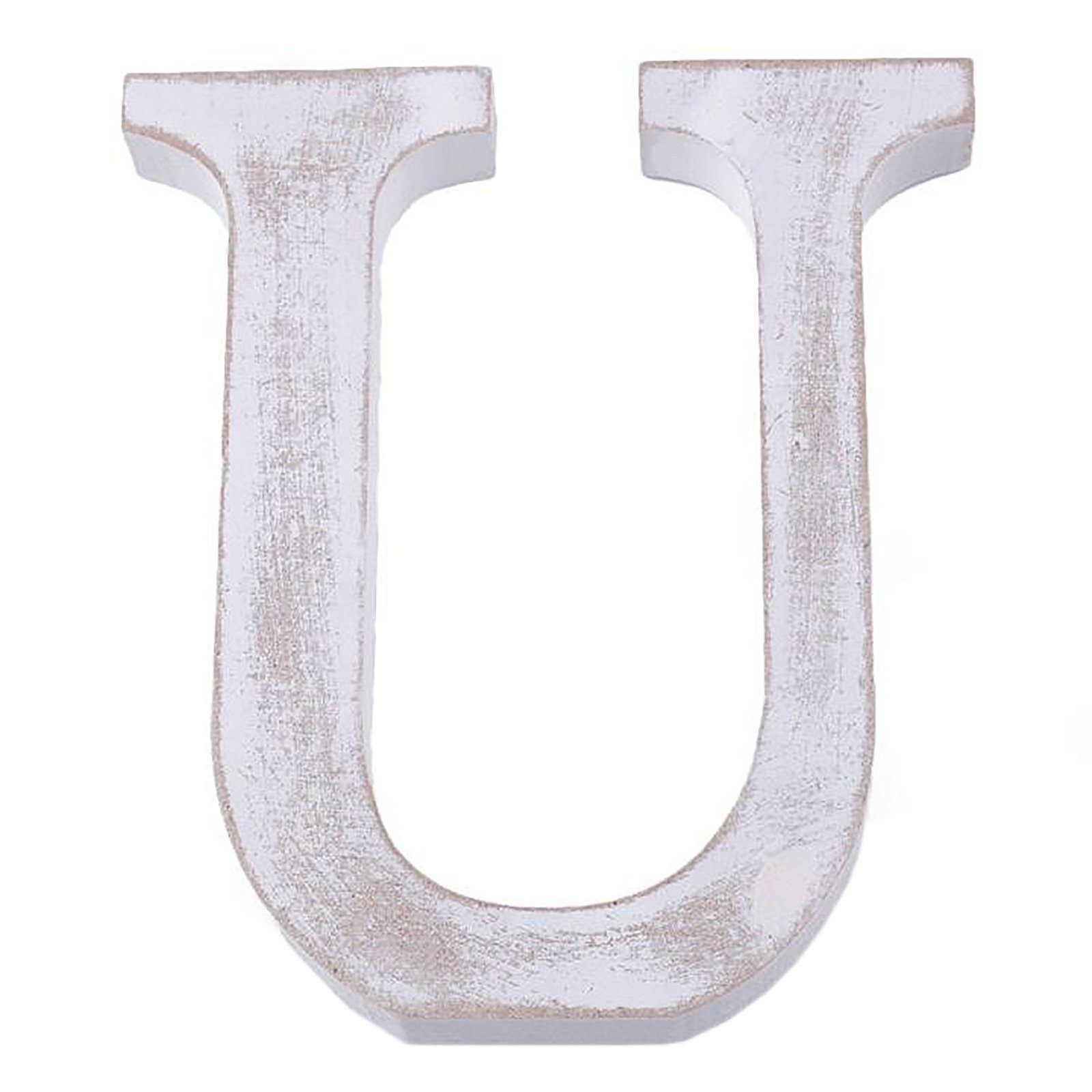 maDDma Deko-Buchstaben 3D Holzbuchstabe 11 cm, weiß-vintage, Einzelbuchstabe "U"