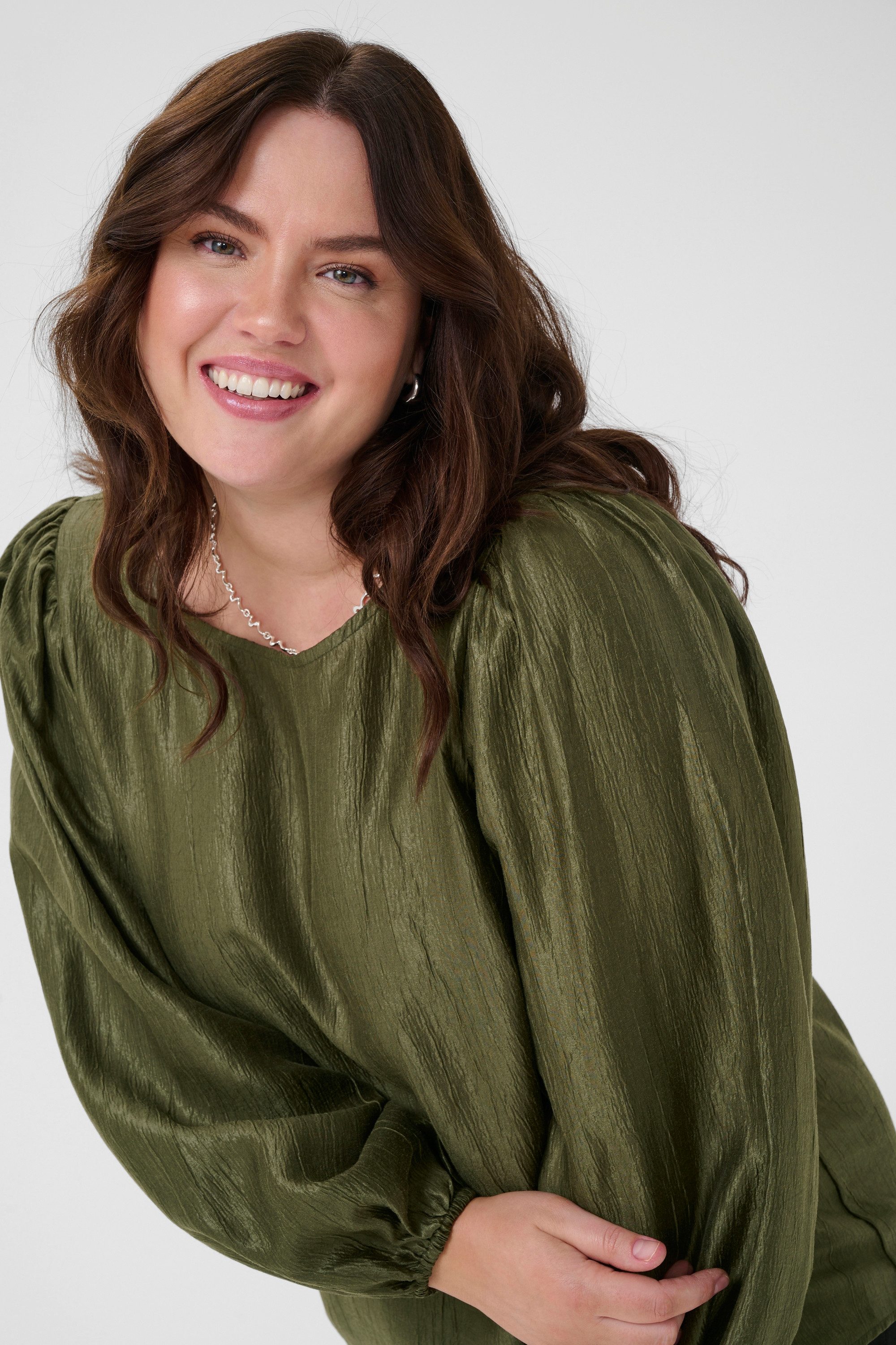 KAFFE Curve Langarmbluse Langarm-Bluse KCrizza Große Größen