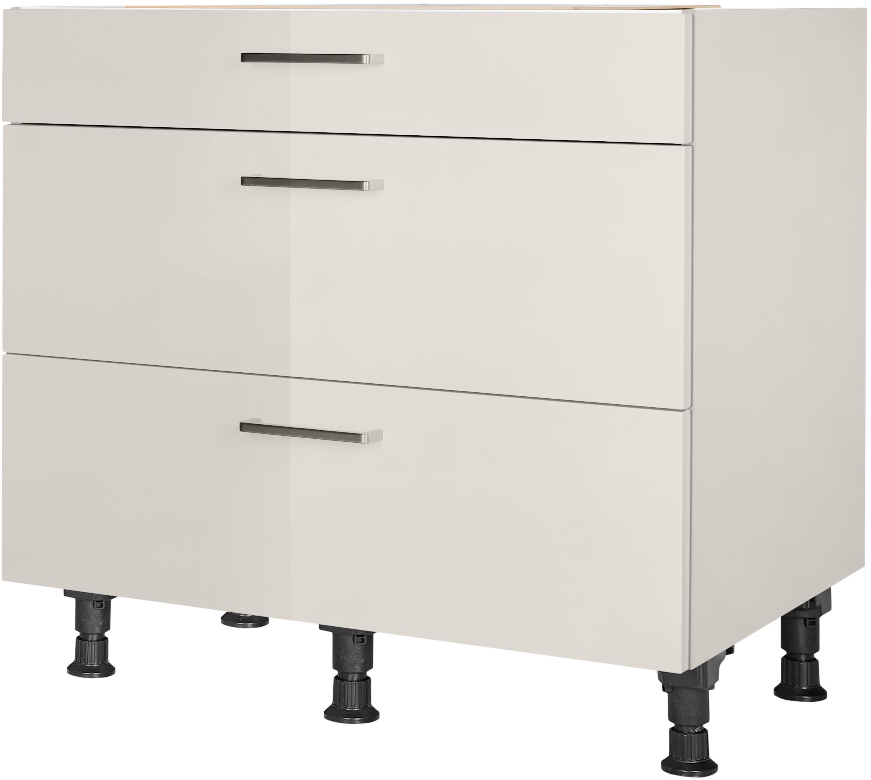 nobilia® Unterschrank "Flash", vormontiert, mit höhenverstellbaren Sockelfüßen, in den Breiten 30, 45, 60 und 90 cm, mit Schubkasten und Auszügen