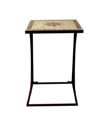 Spetebo Gartentisch Metall Beistelltisch AMARILLO eckig - 53 x 35 cm, Gartentisch mit Mosaik Platte